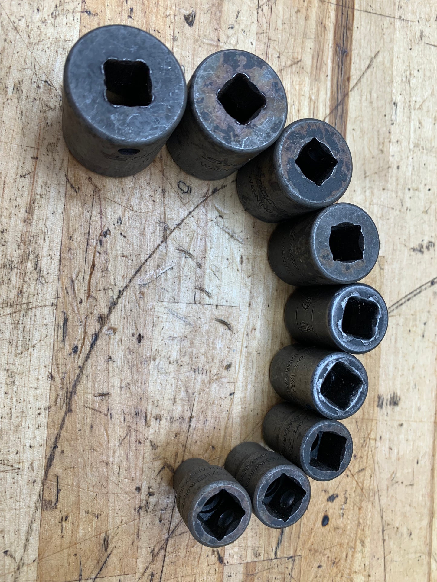 Snap On 3/8" SAE Impact Shallow Socket Set USA 5/16"-13/16" 9pc USA