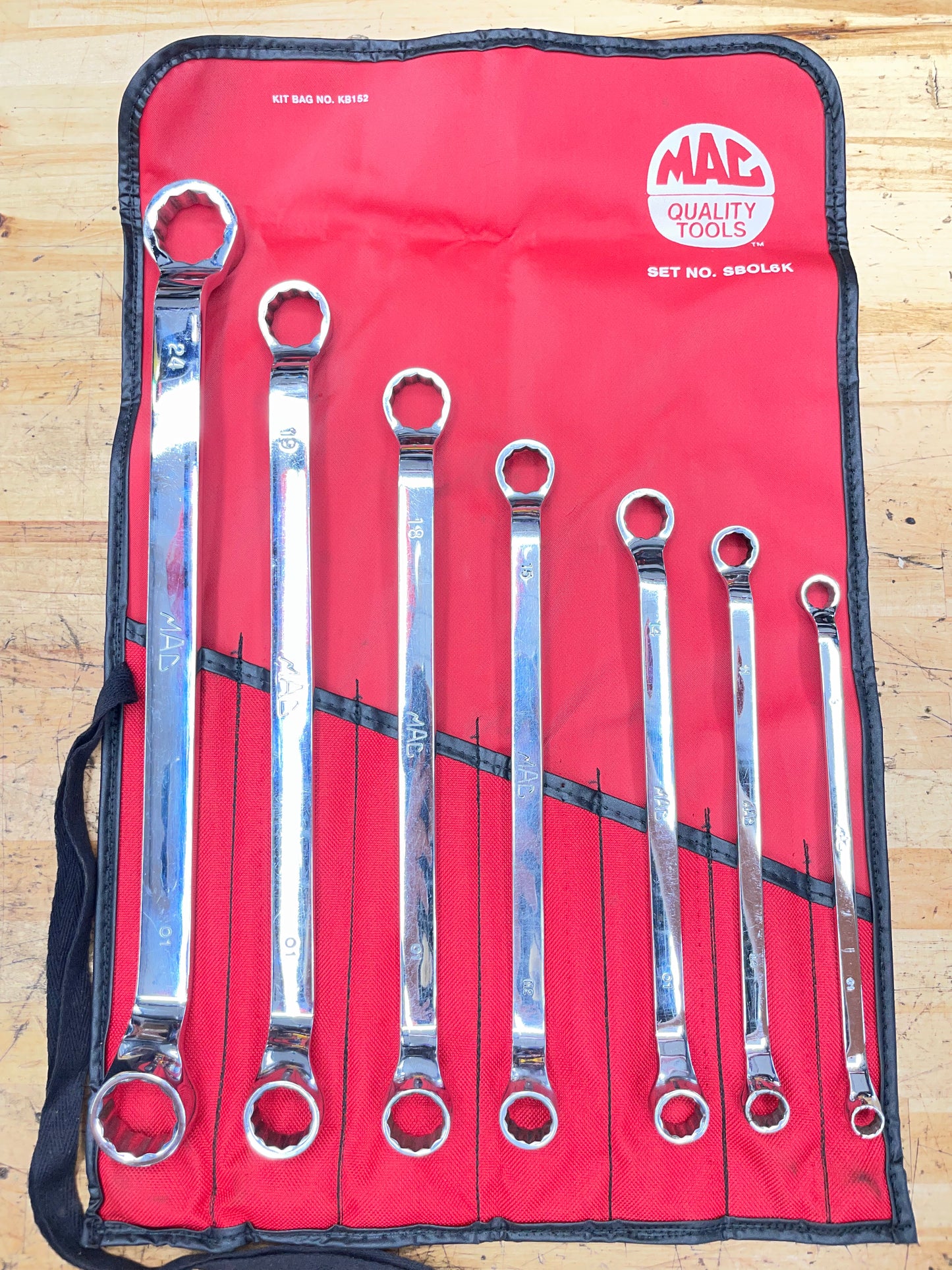 Mac Tools Metric Offset Box Wrench Set 7pc 8-24mm USA SBOL6K