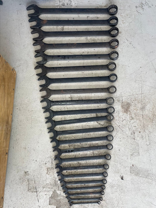 Snap On SAE Combo Wrench Set Black Industrial Finish GOEX 22pc