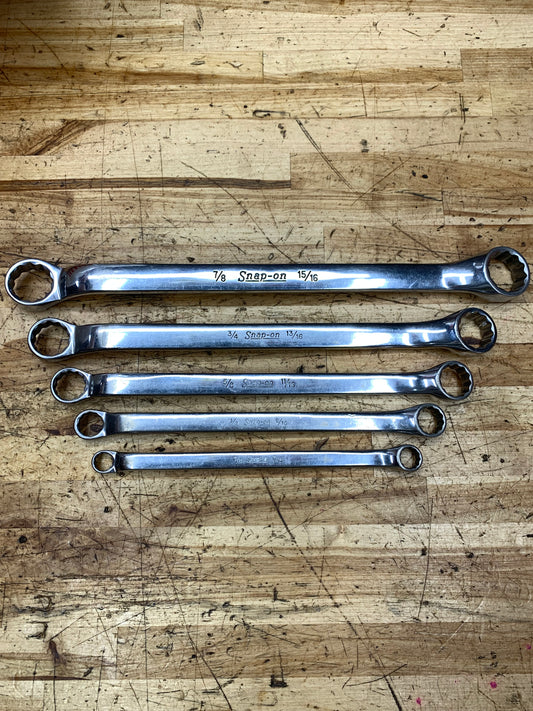 Snap On SAE 10 Degree Offset Box Wrench Set 5pc 3/8"-15/16" USA XB605A