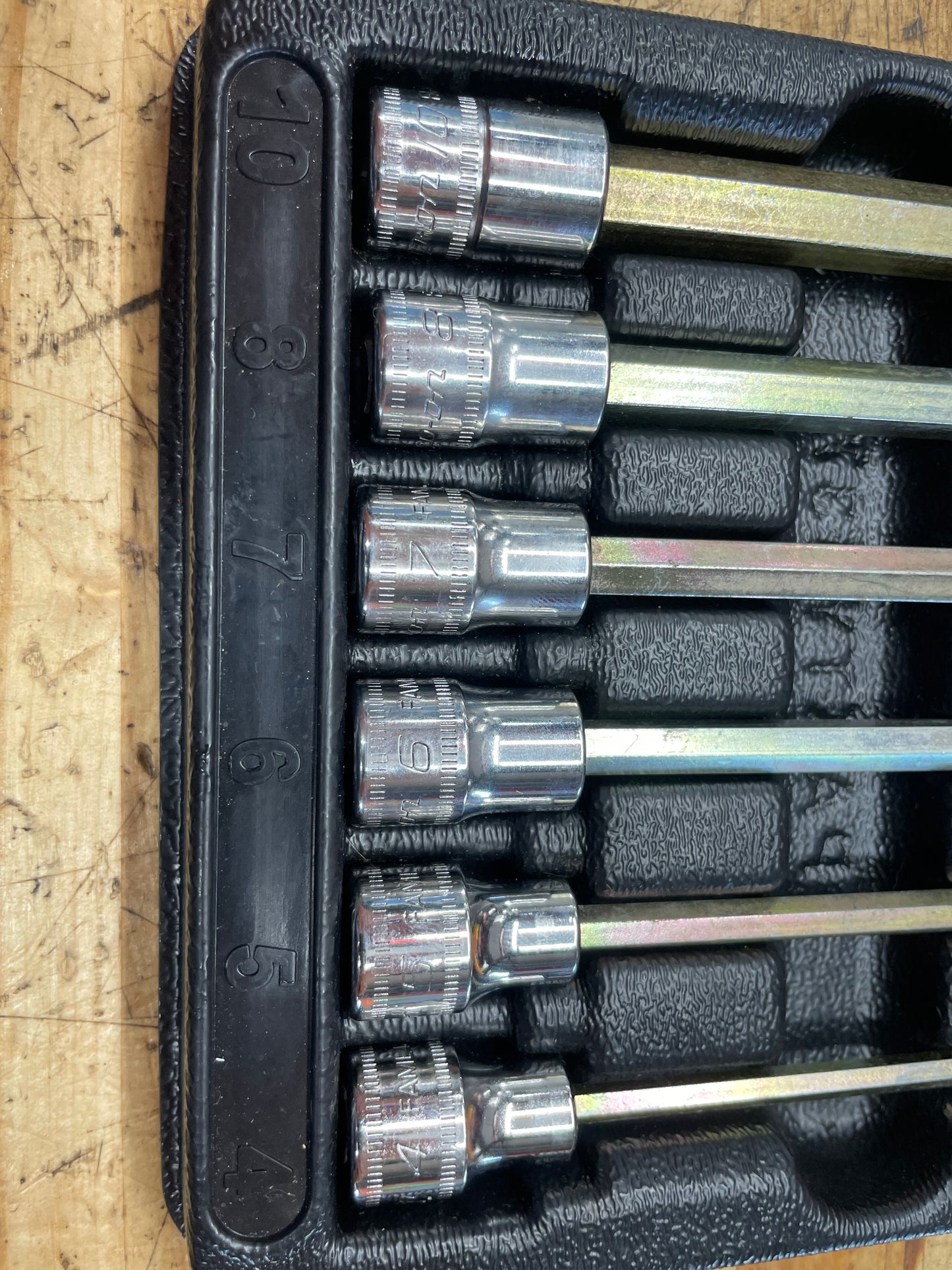 Snap On 3/8" Metric Long Hex Socket Set 6pc 4-10mm USA 206EFAML