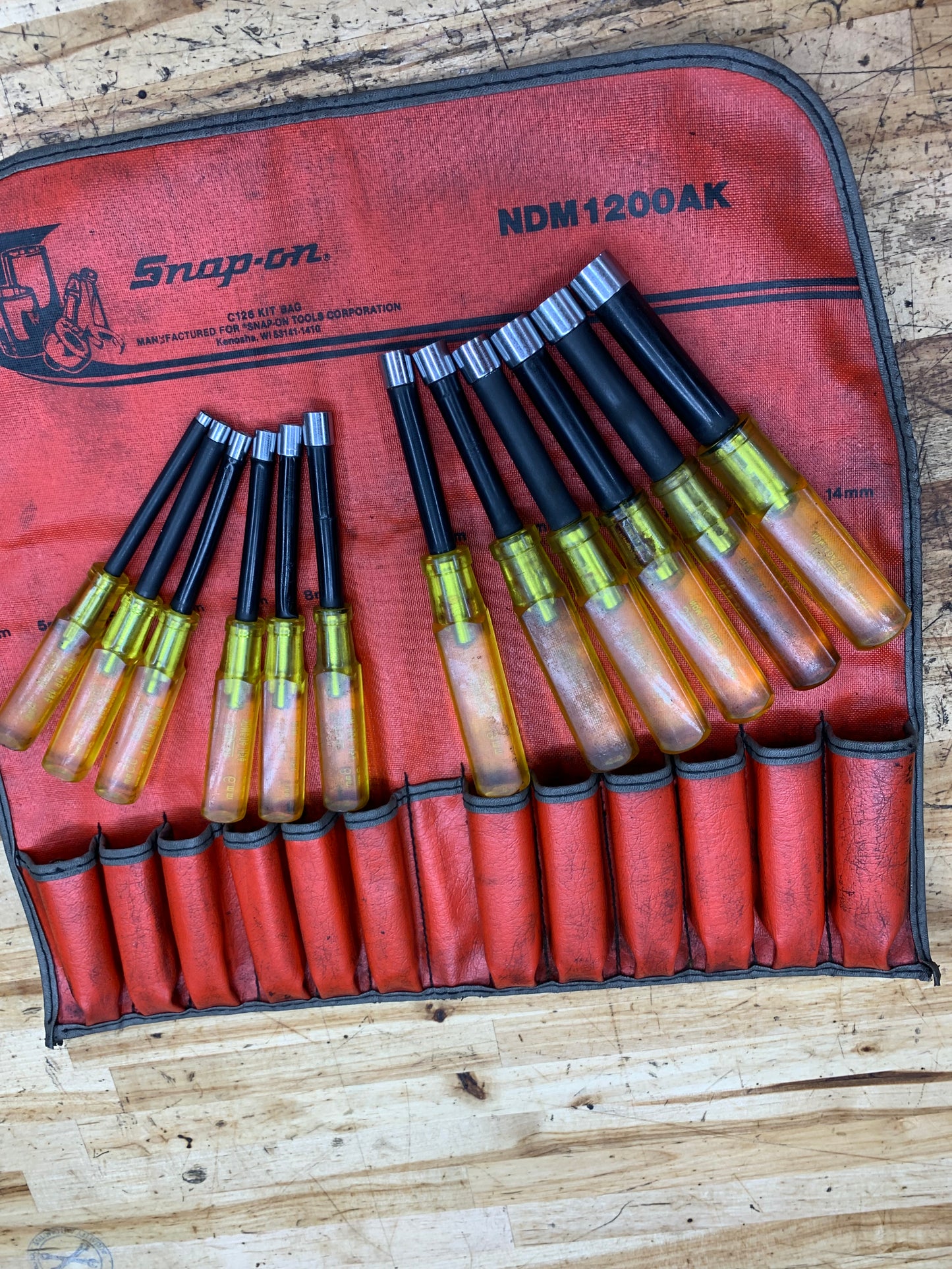 Snap On Vintage Metric Nut Driver Set 12pc USA NDM1200AK