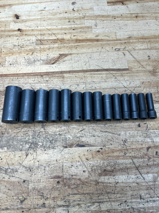 CAT by Snap On 3/8” Metric Deep Impact Socket Set 14pc USA 8-24mm