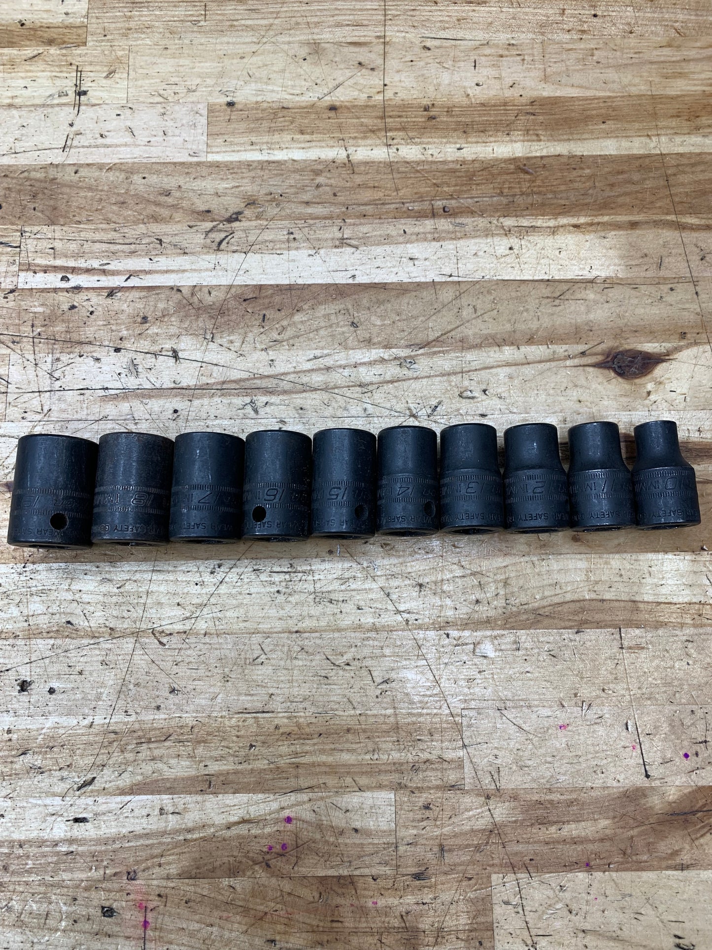 Snap On 1/2" Metric Shallow Impact Socket Set 10-19mm USA 10pc 310IMMYA