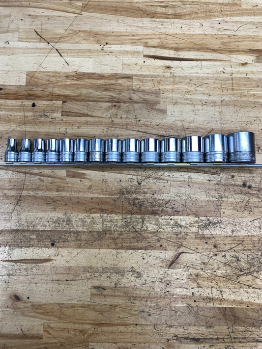 Snap On 1/2” SAE Shallow Socket Set 14pc USA