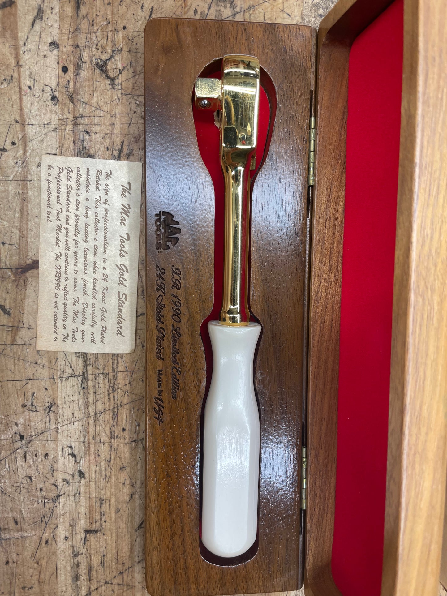Mac Tools 1990 Limited Edition 24k Gold Plated Pearl Handled Ratchet USA XR1990