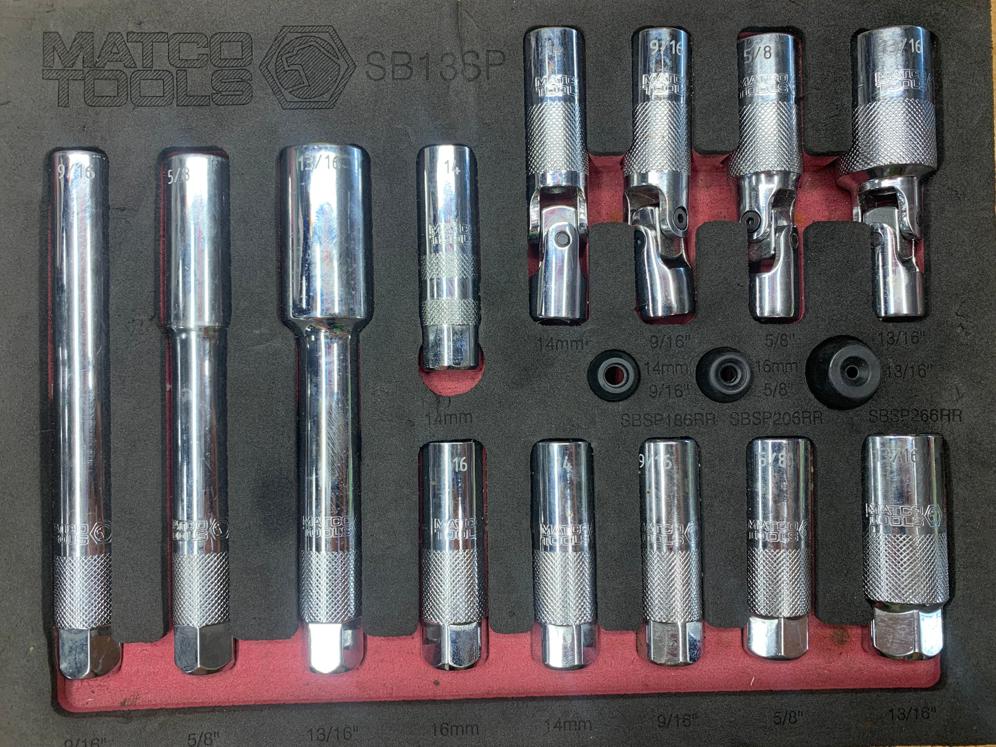 Matco Master Spark Plug Socket Set Foam SB13SP