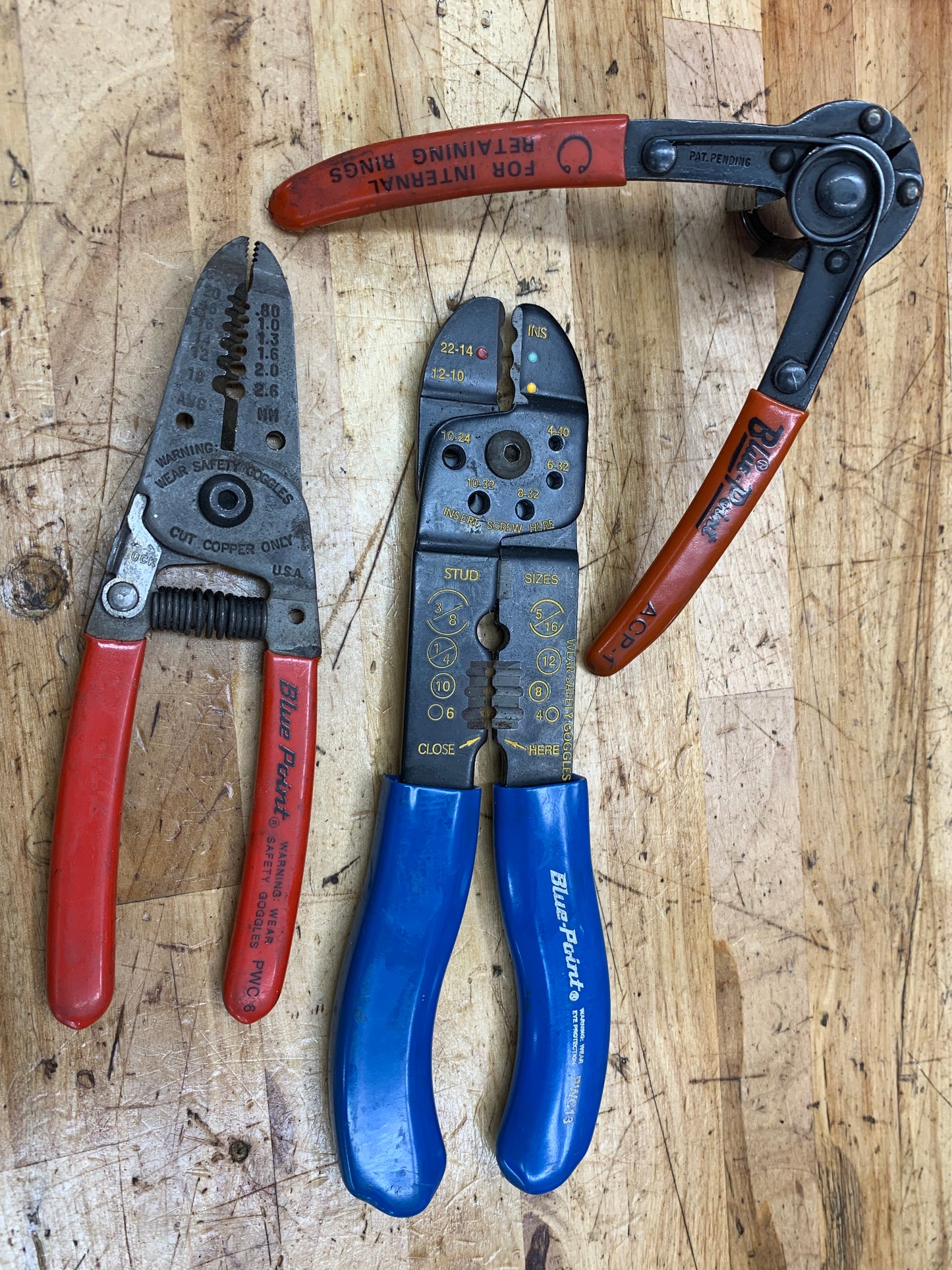 Blue Point Plier Bundle: Wire strippers, Snap Ring Pliers