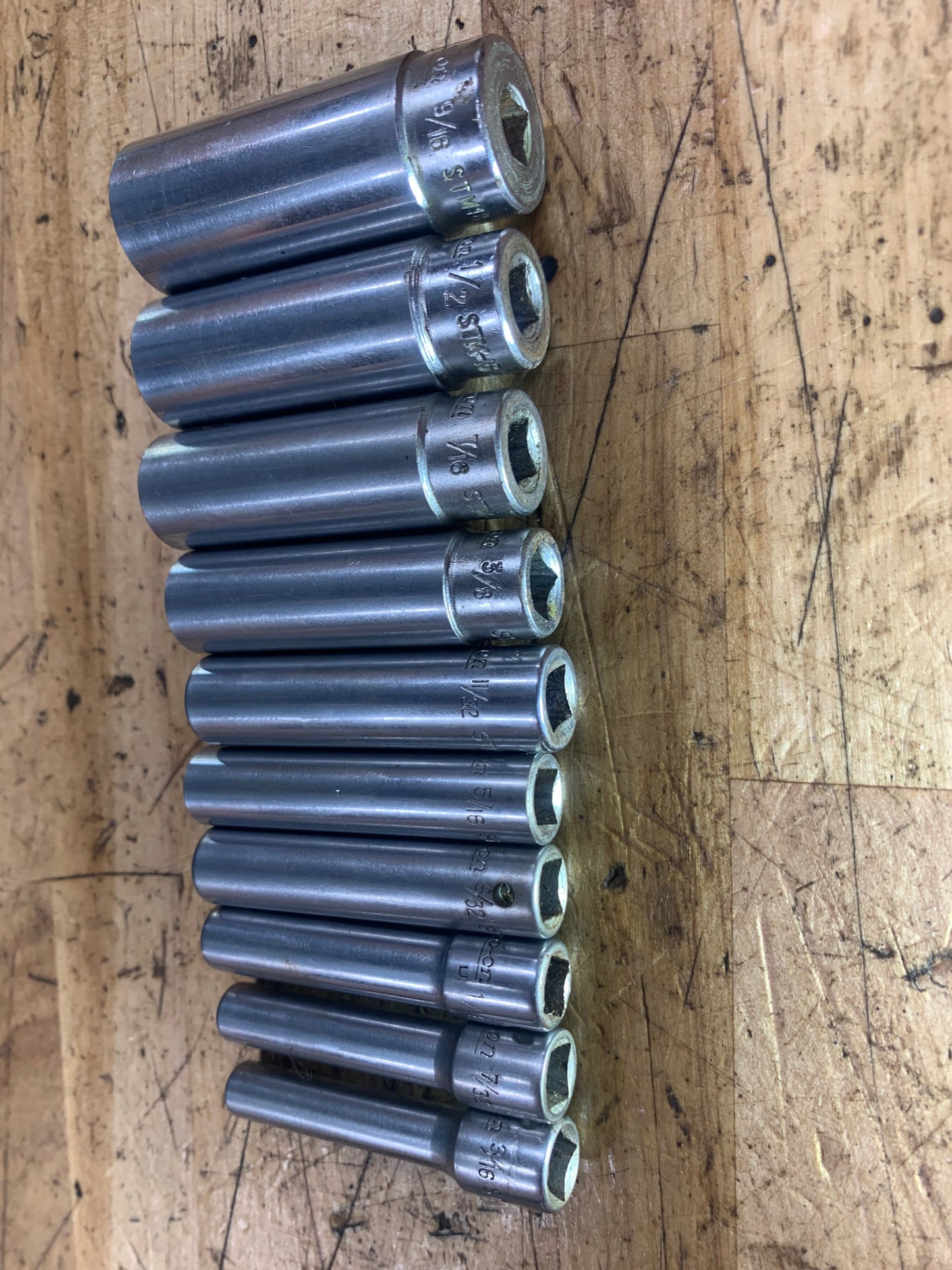 Snap On 1/4” SAE Deep Socket Set 10pc USA 110STMY