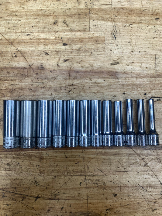 Snap On 1/4" Metric Deep Socket Set 12pc USA 112STMMY