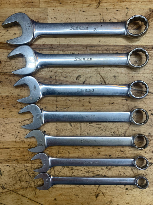 Snap On SAE Short Pattern Combo Wrench Set 7pc USA