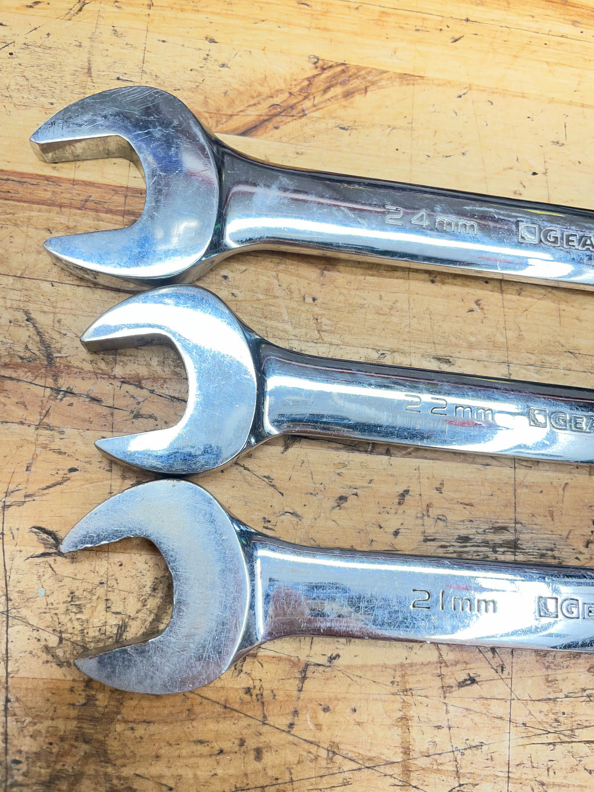 Gearwrench Metric Large Size Ratcheting Combo Wrench Set 21,22,24mm