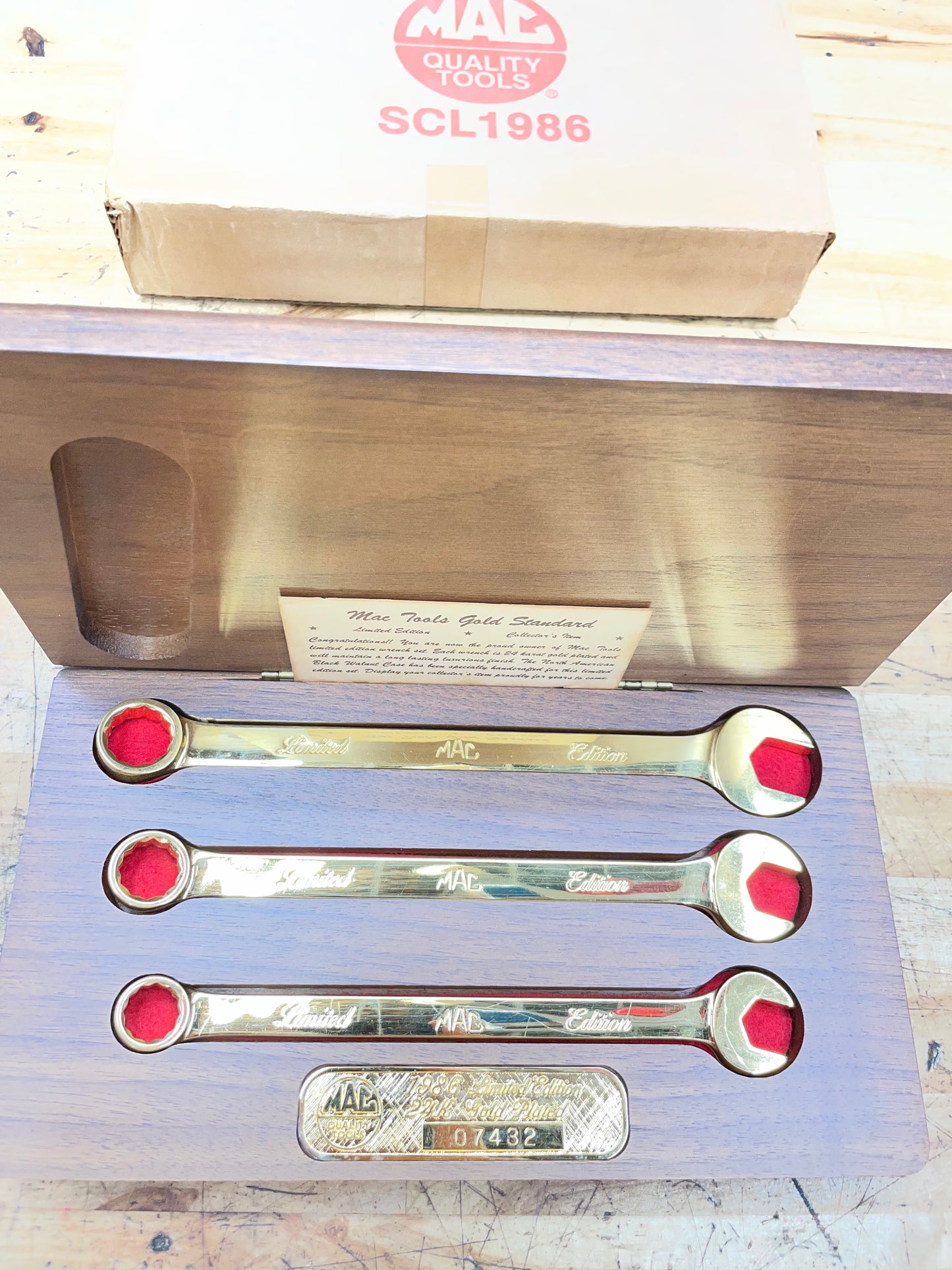 Mac Tools 1986 Limited Edition 24k Gold Plated Combo Wrench Set USA SCL1986