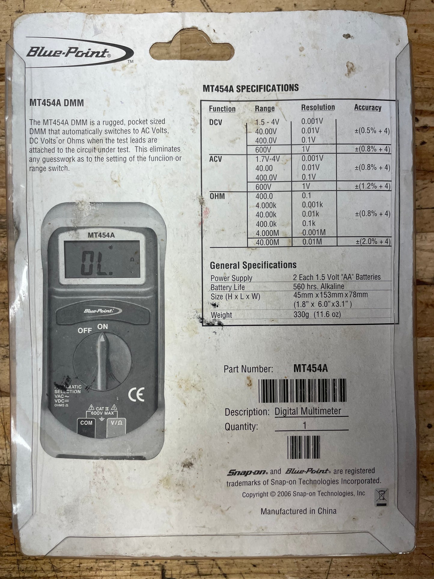Blue Point Automatic Multimeter DMM EXCELLENT CONDITION MT454A