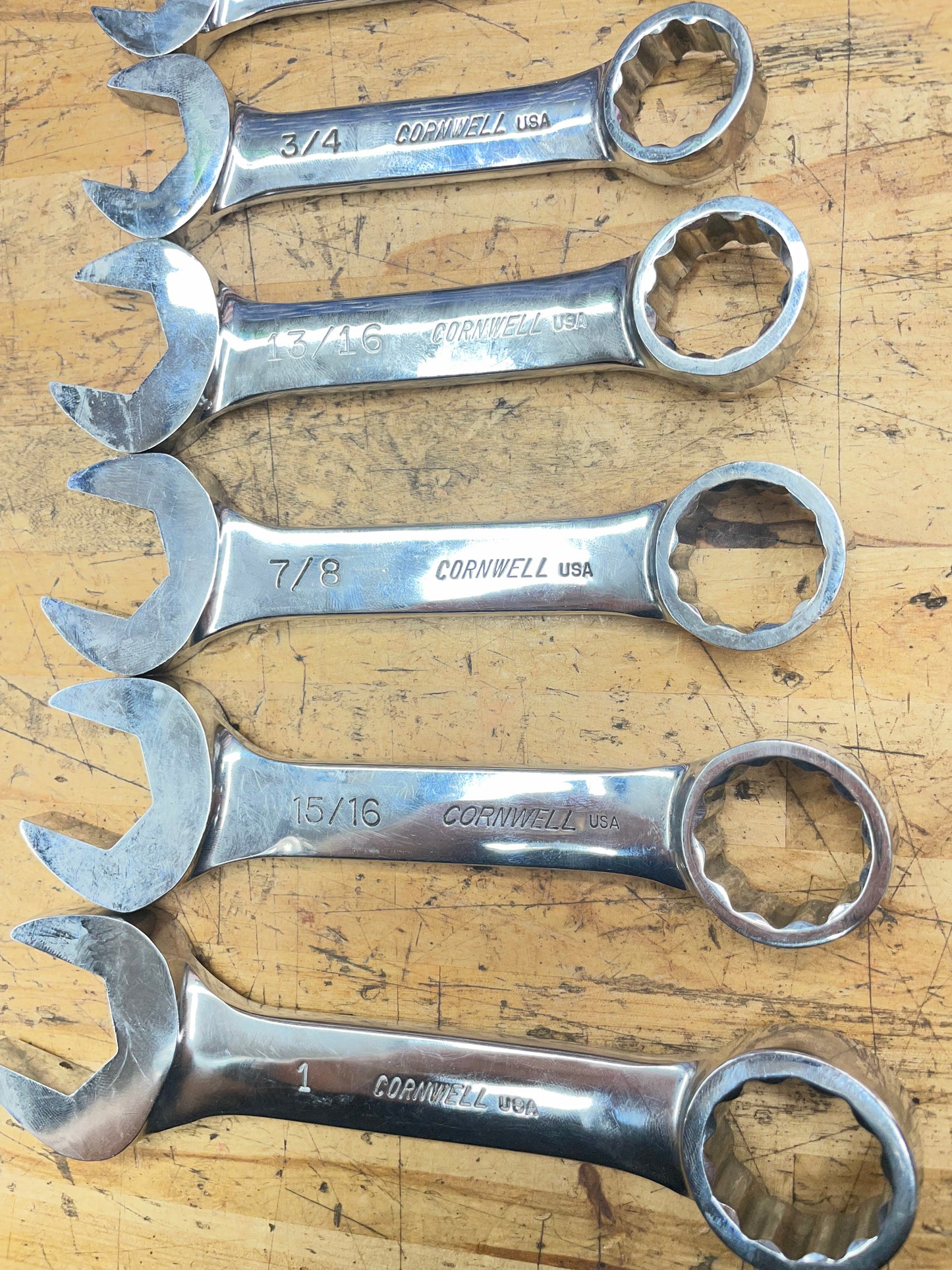 Cornwell SAE Stubby Combo Wrench Set 10pc 7/16”-1” USA WCXS110ST