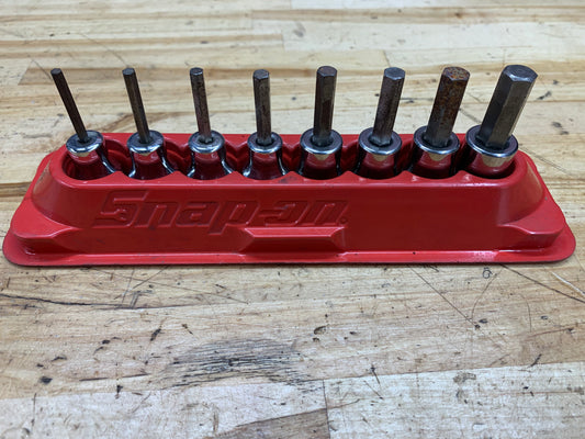 Snap On SAE Hex 3/8” Drive Socket Set w/ Mag. Tray 8pc. USA 208EFAY
