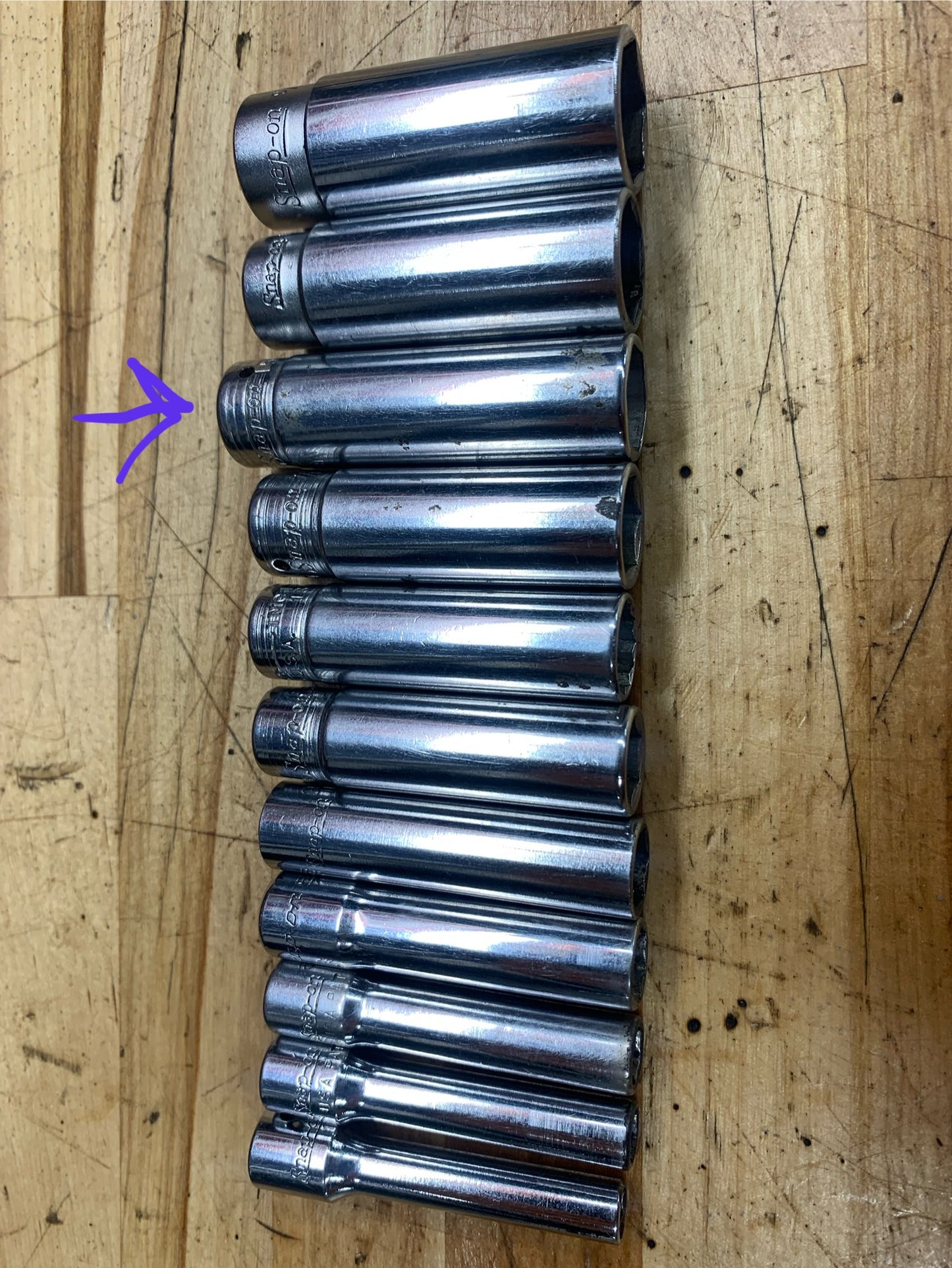 Snap On 1/4” SAE deep socket set 11pc.