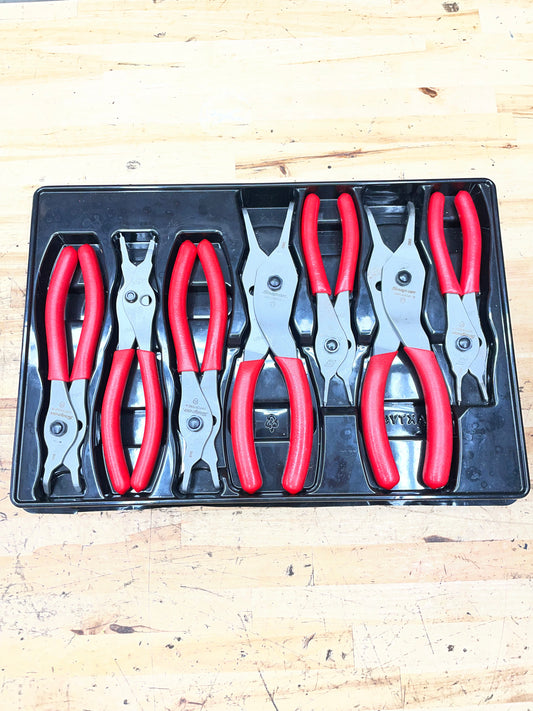 Snap On Snap Ring Pliers Tray 7pc New Detent Pin Hinge USA SRPCR107