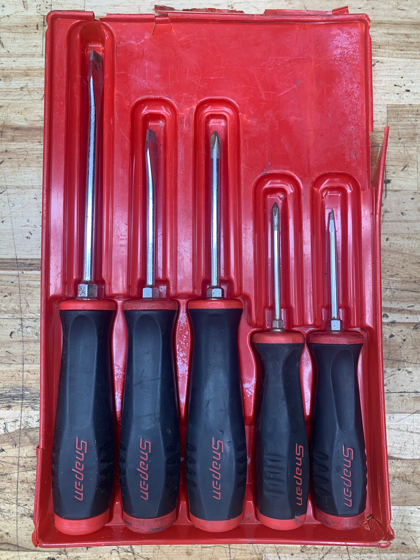 Snap On Screwdriver Set 5pc Phillips/Flathead Vintage Soft Grip USA SGD50BG