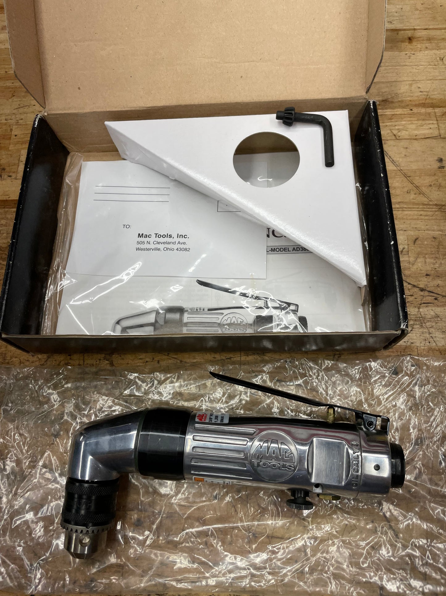 Mac Tools Right Angle Air Drill 3/8” BRAND NEW AD3800AH