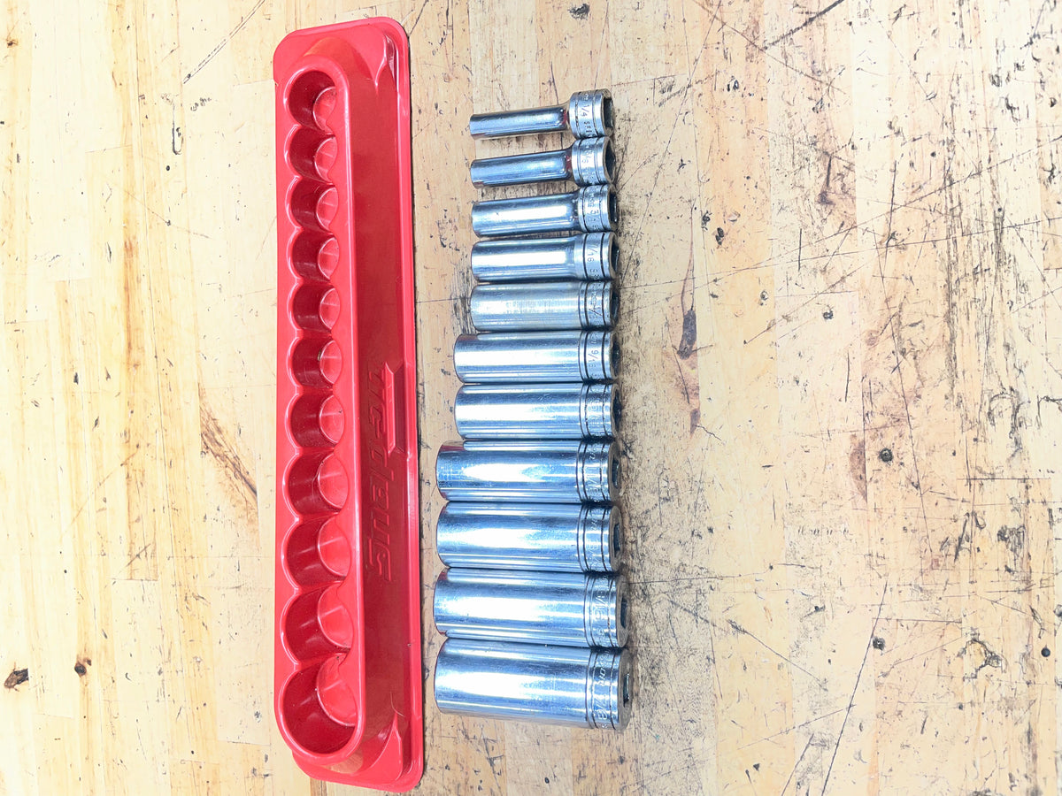 Snap On 3/8” SAE Deep Socket Set 11pc 1/4"-7/8" USA 211SFSY
