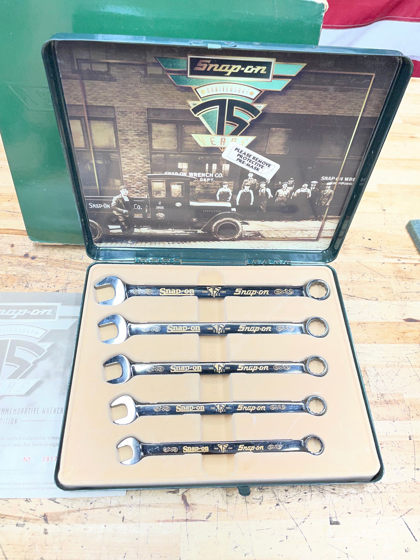 Snap On 75th Anniversary Edition 1995 24K Gold Engraved SAE Wrench Set 5pc USA KRA285