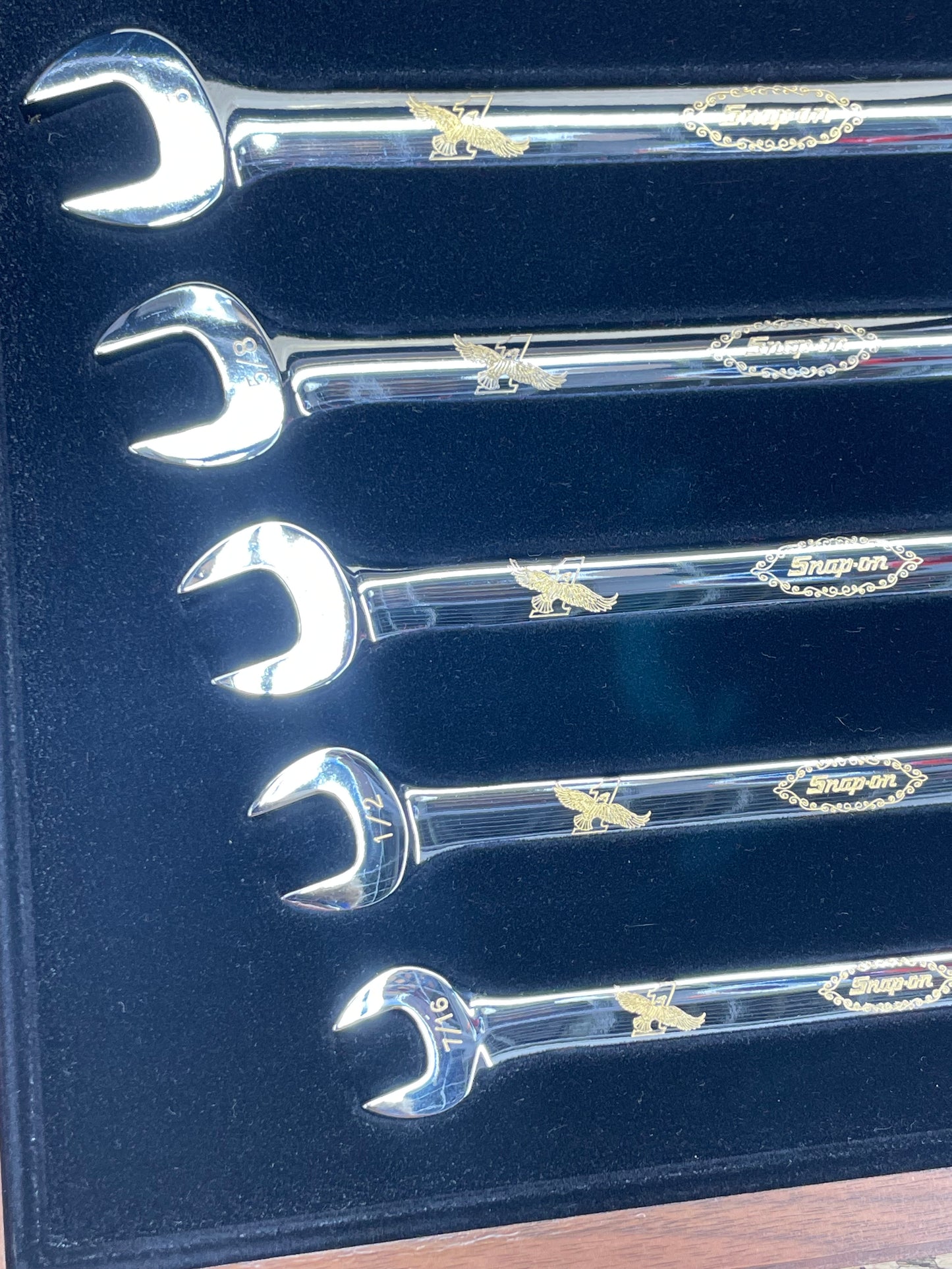Snap On Collector Wrench Series 24K Gold Engraved SAE Combo Wrench Set 5pc USA