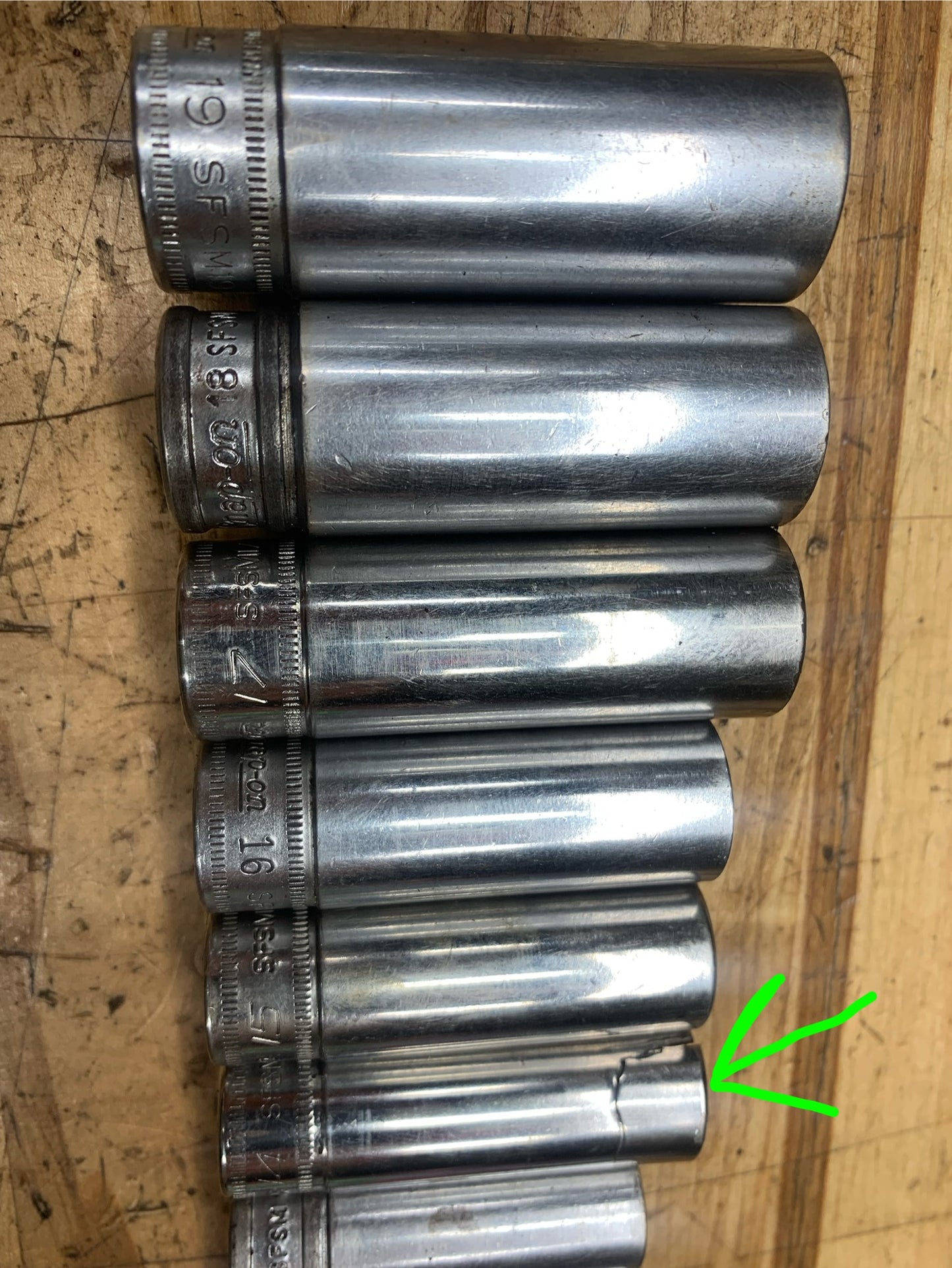Snap On 3/8” Metric 12pc Deep Socket Set USA 212SFSMY