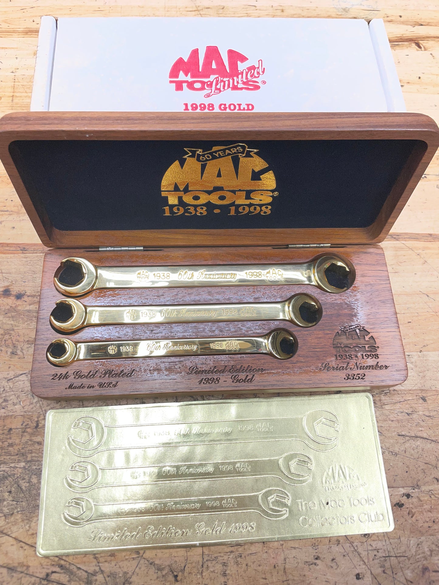 Mac Tools 1998 60th Anniversary Limited Edition 24k Gold Plated Flare Wrench Set USA 1998GOLD