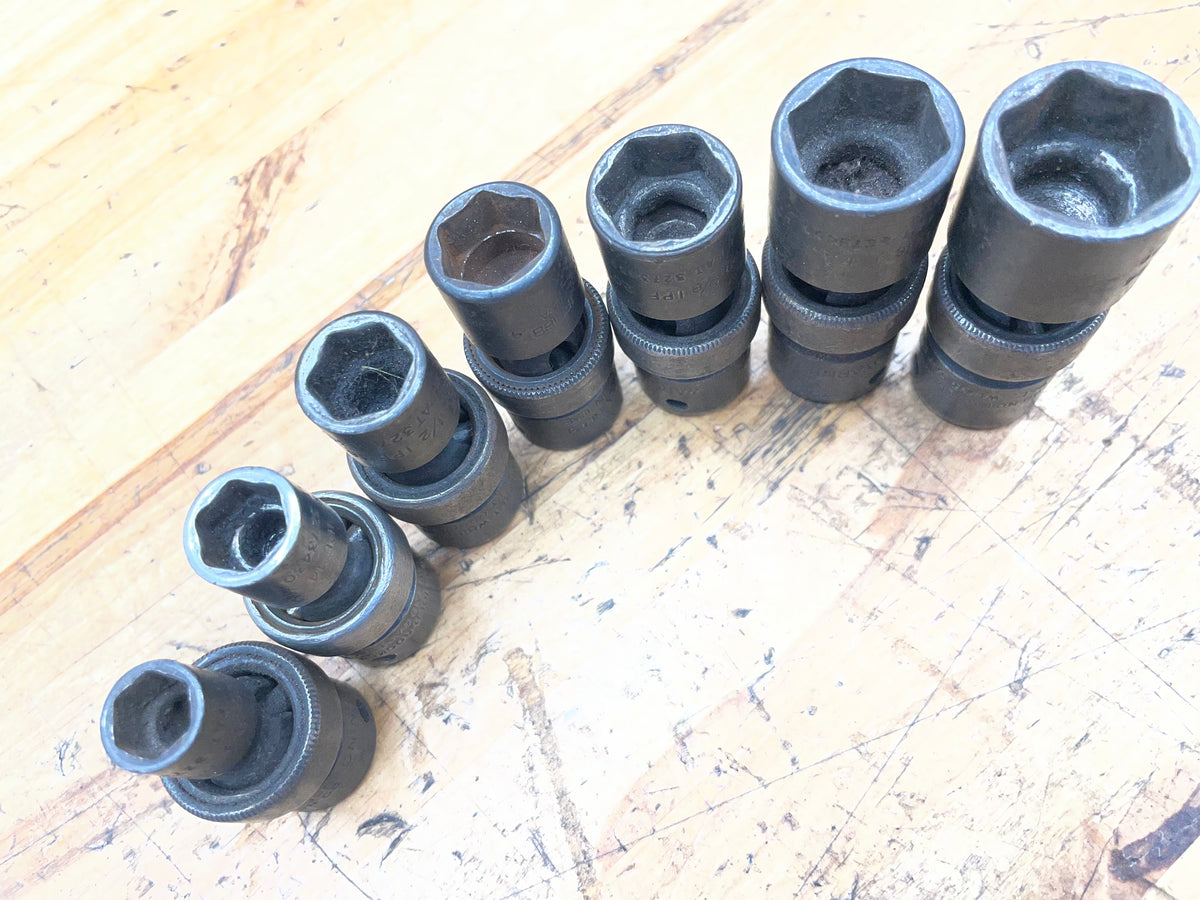 Snap On 3/8” SAE Impact Swivel Universal Impact Socket Set 3/8”-3/4” USA 207IPF