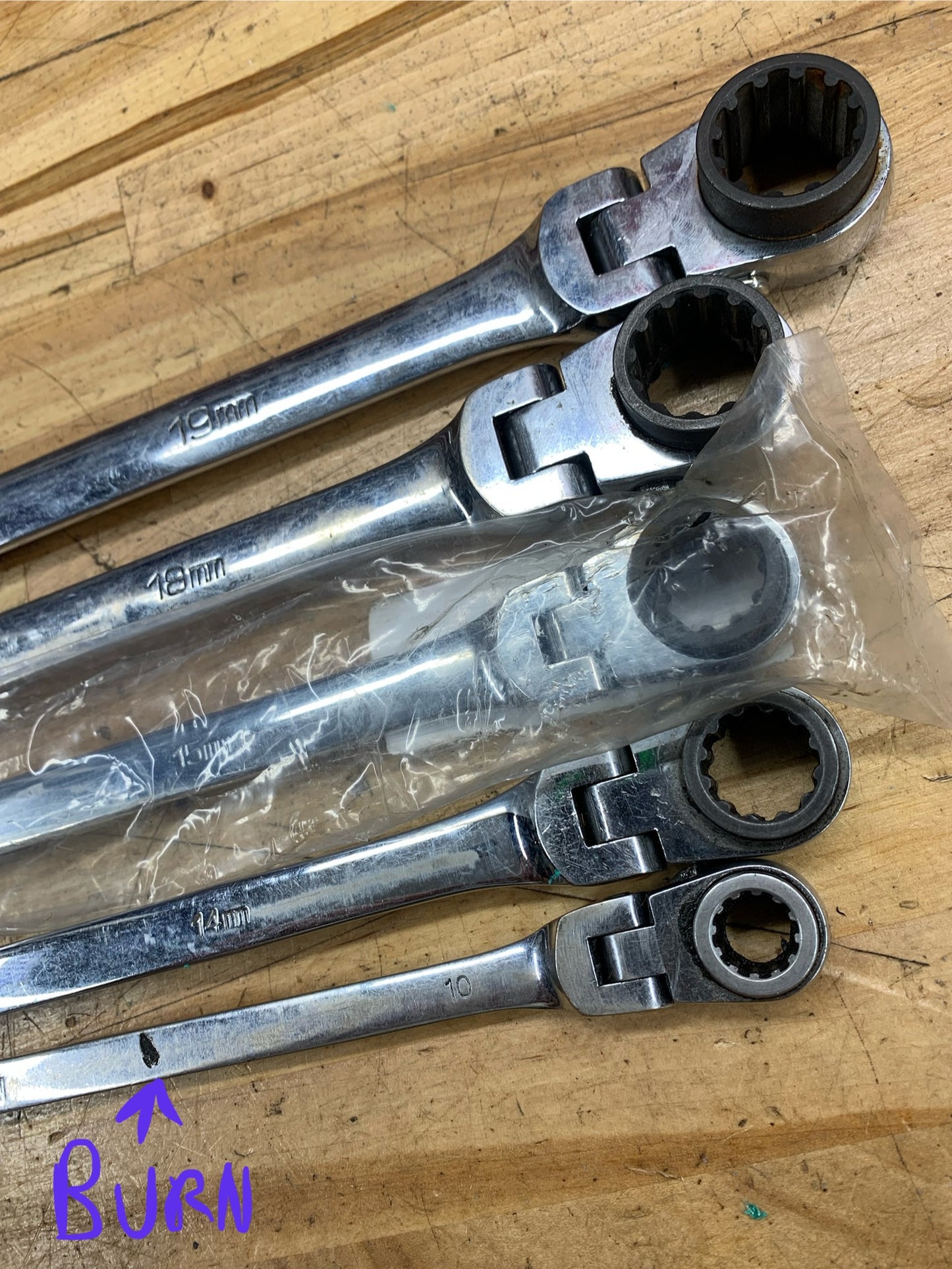 Matco* XL Metric Flex Head Ratcheting Wrench Set 5pc. 8-19mm