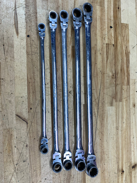 EZ Red / Matco Metric XL Flex Head Ratcheting Wrench Set 5pc 8-19mm
