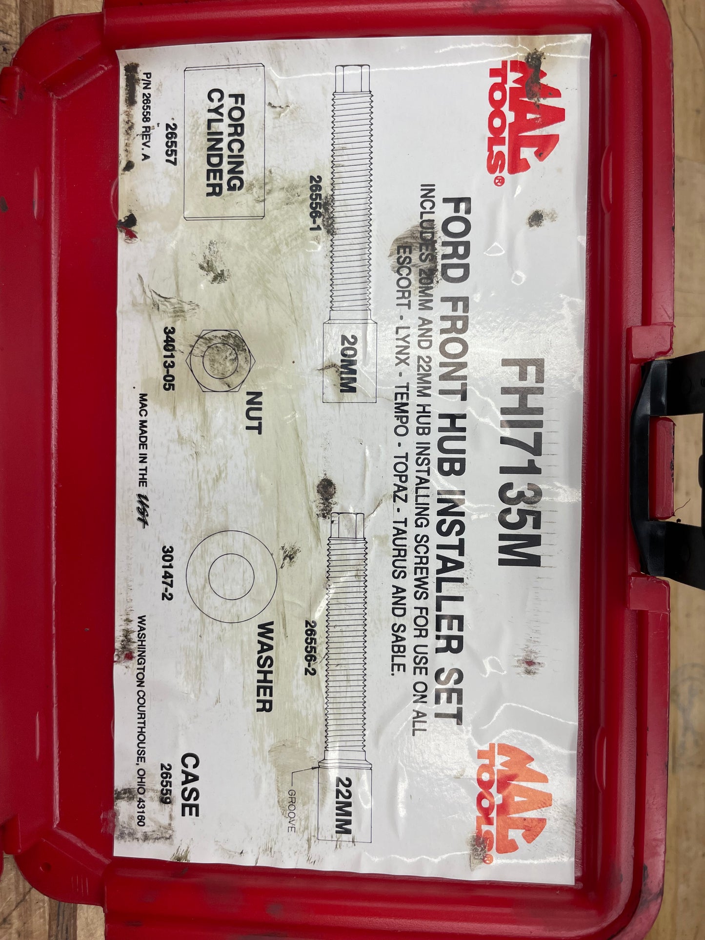 Mac Tools Front Hub Installer Set FHI7135M