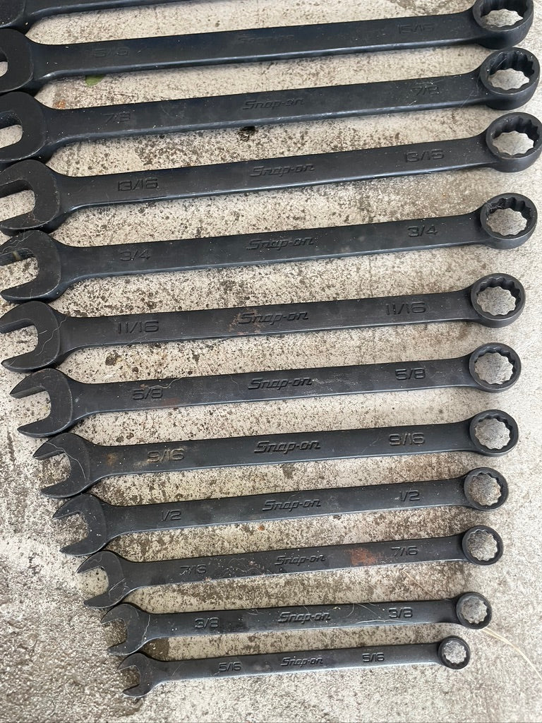 Snap On SAE Combo Wrench Set Black Industrial Finish GOEX 22pc