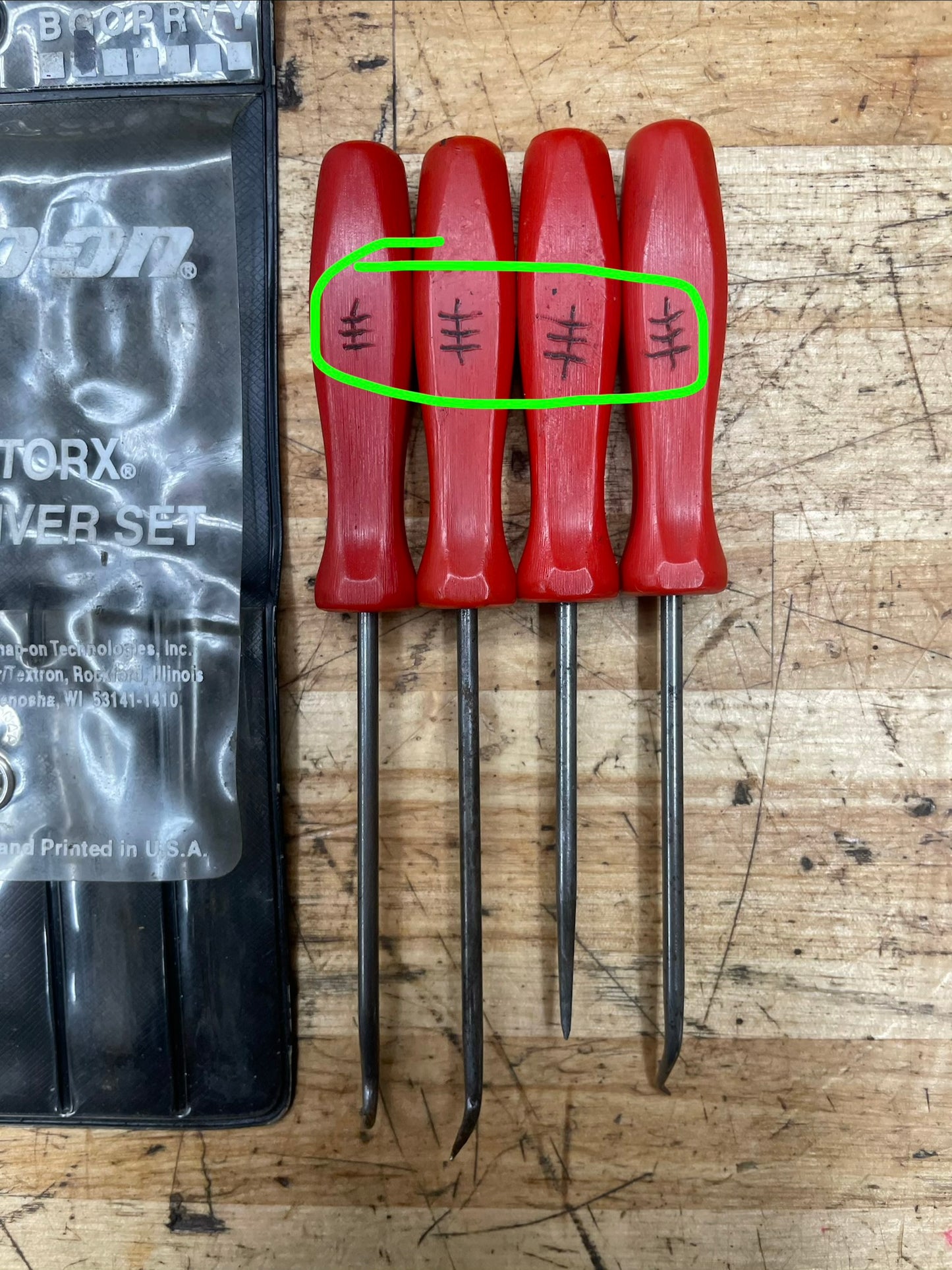 Snap On 4pc Mini Pick Red Hard Handle Pouch Set USA ASA204A
