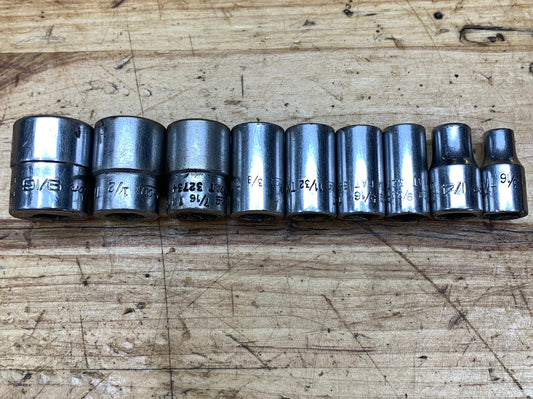 Snap On 1/4" SAE Shallow Socket Set 9pc. USA