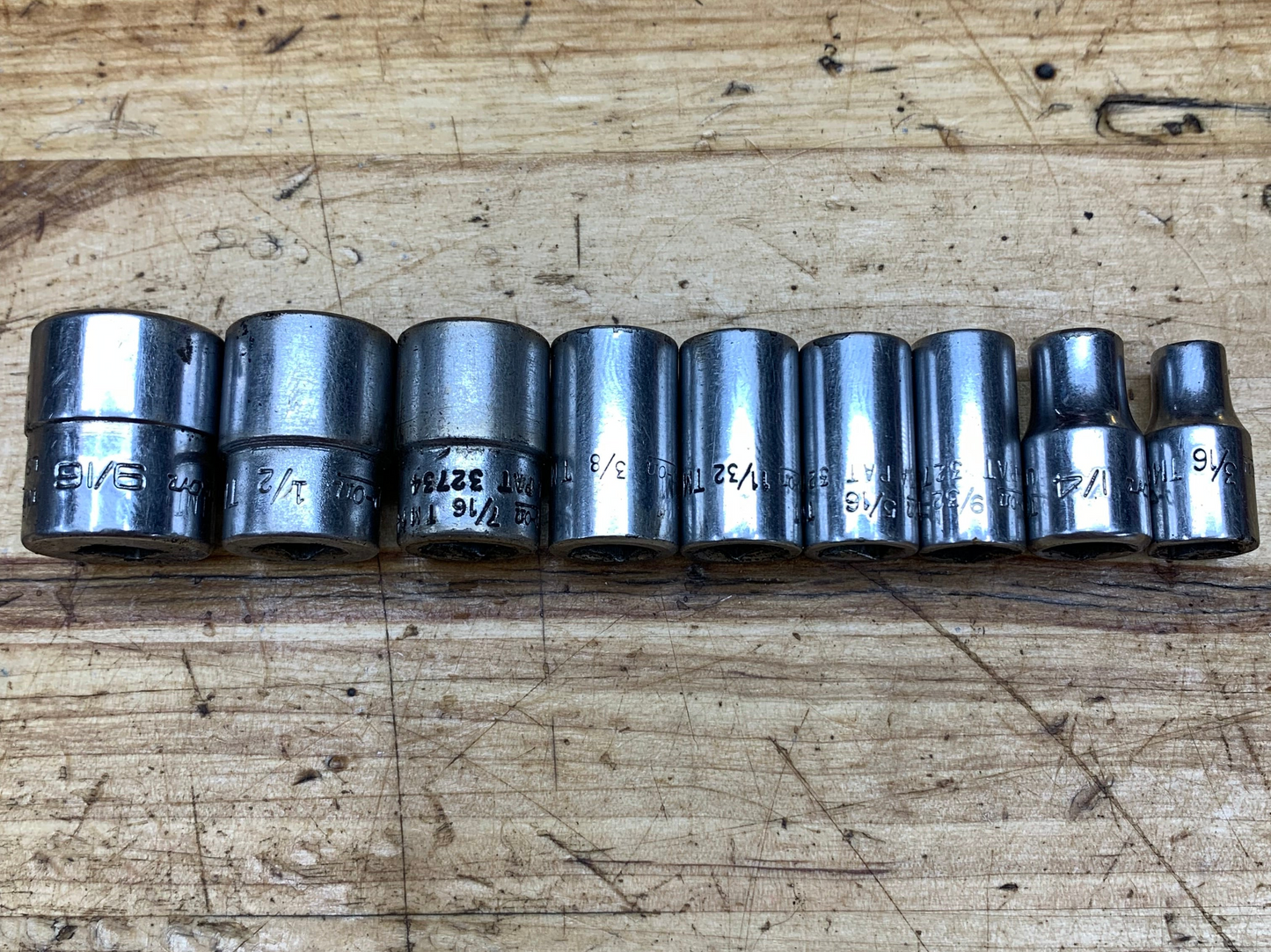 Snap On 1/4" SAE Shallow Socket Set 9pc. USA