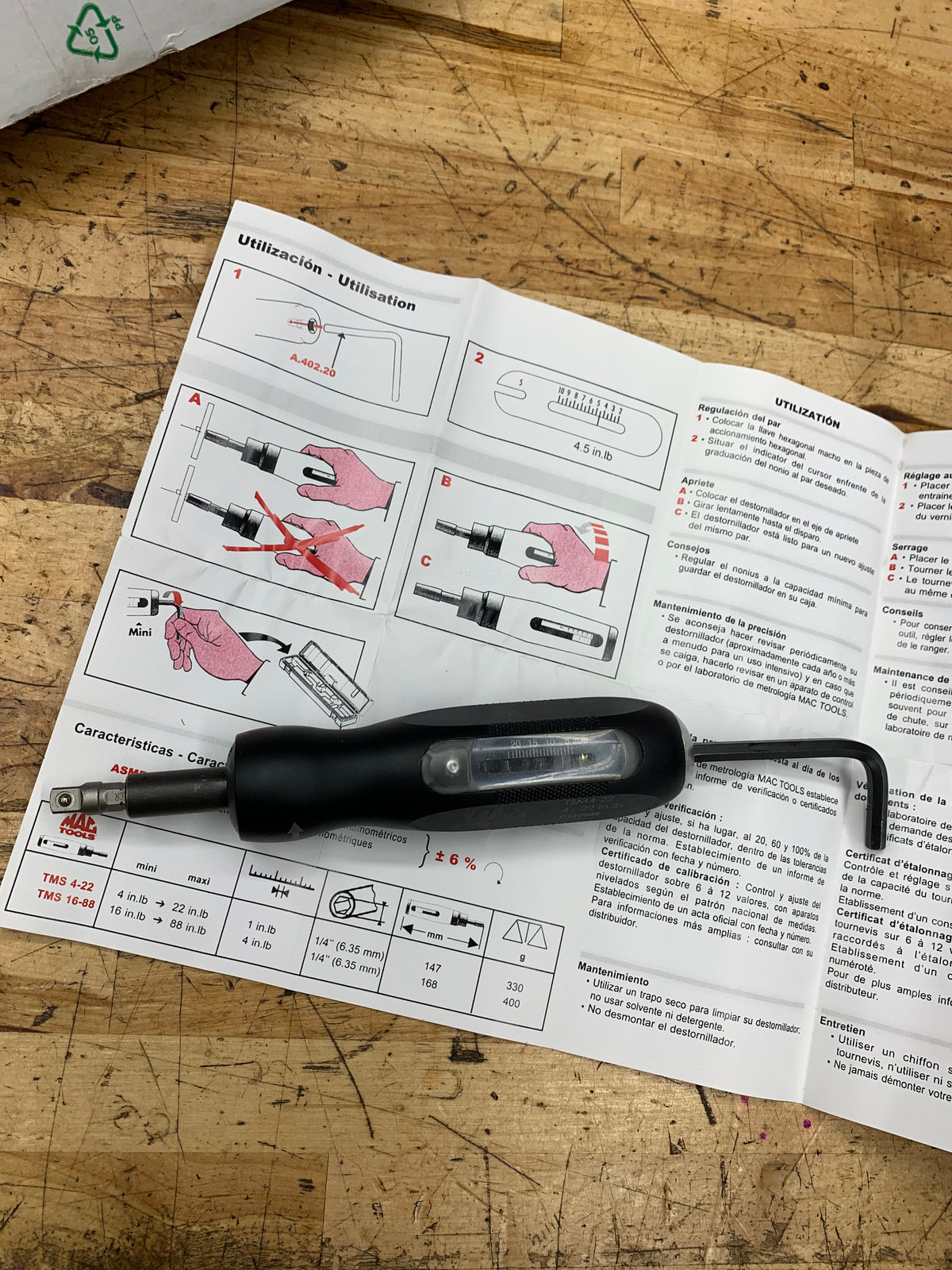 Mac Tools Torque Screwdriver 4-22 in.Lbs.  LIKE NEW TSM4-22