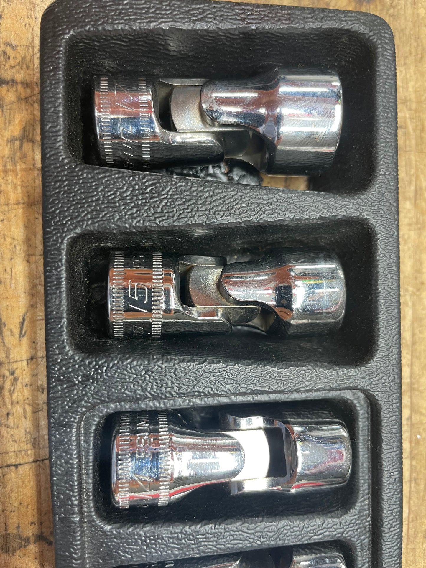 Snap On 3/8” Metric Universal Swivel Chrome Socket Set 6pc USA 206FSUMA