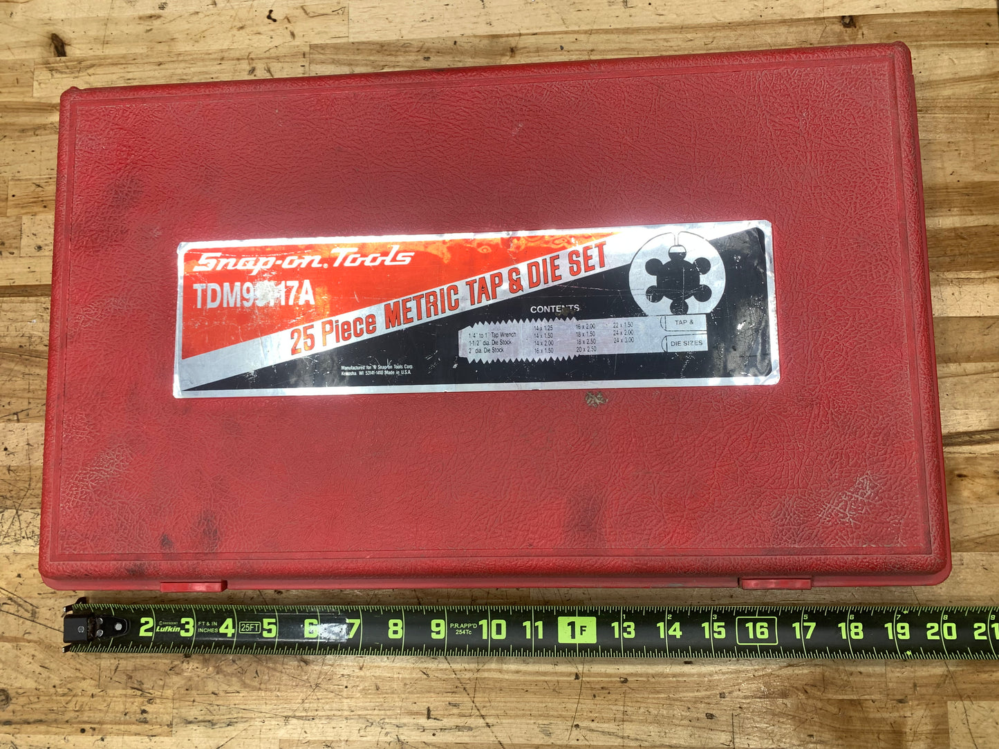 Snap on XL METRIC Tap and Die Set 25pc USA TDM99117A