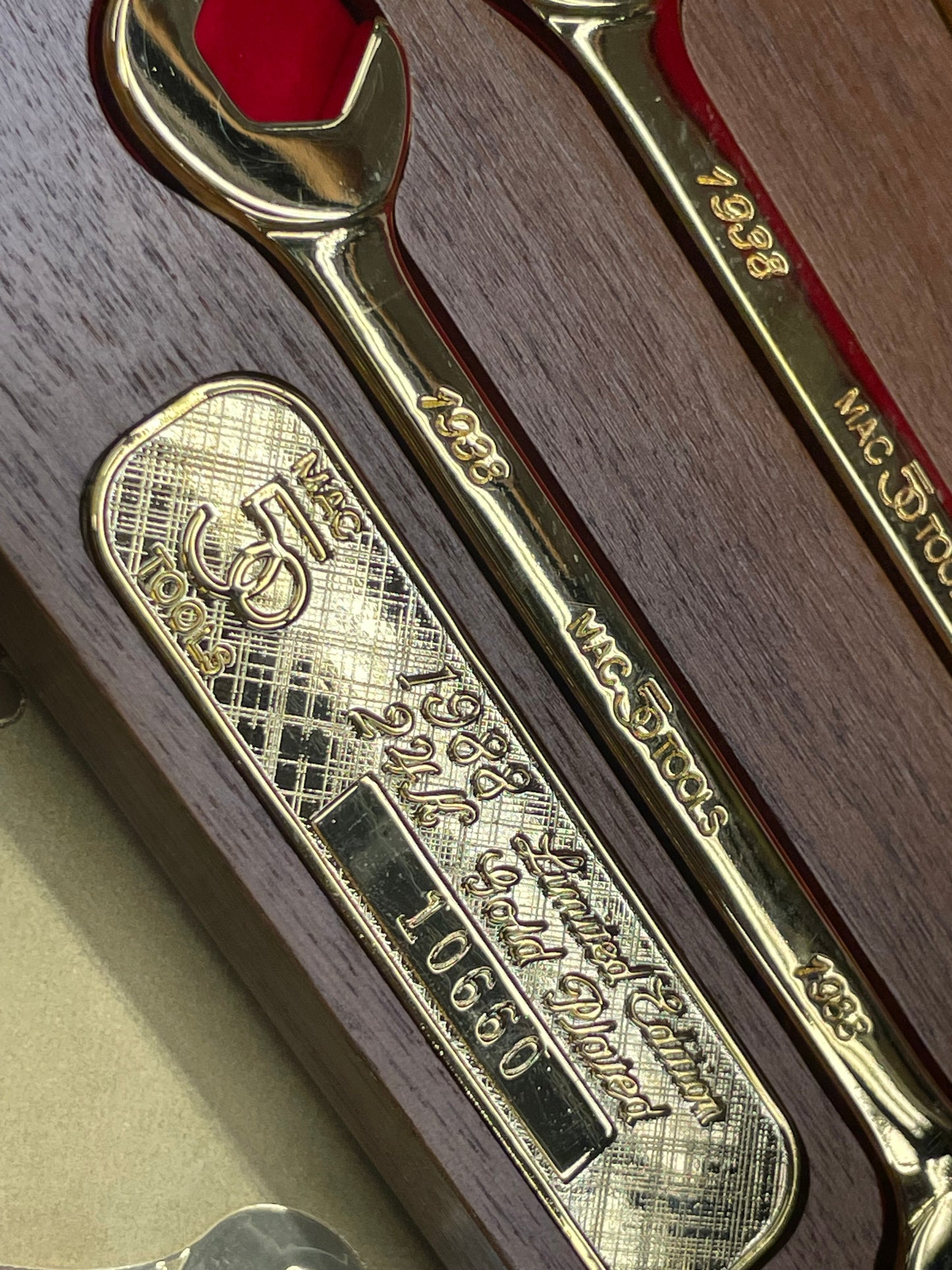 Mac Tools 1988 50th Anniversary Limited Edition 24k Gold Plated Four Way Open Wrench Set USA SDA1998
