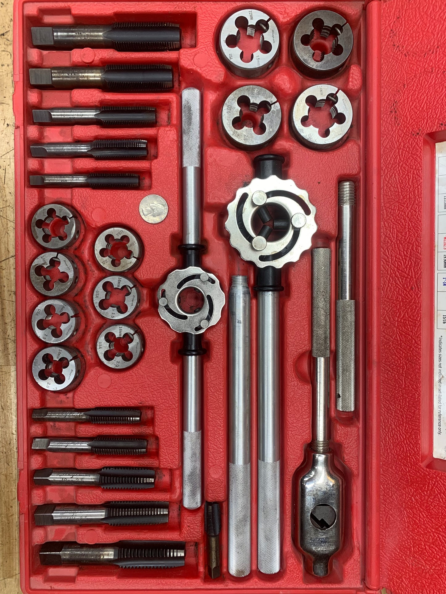 Snap on XL METRIC Tap and Die Set 25pc USA TDM99117A
