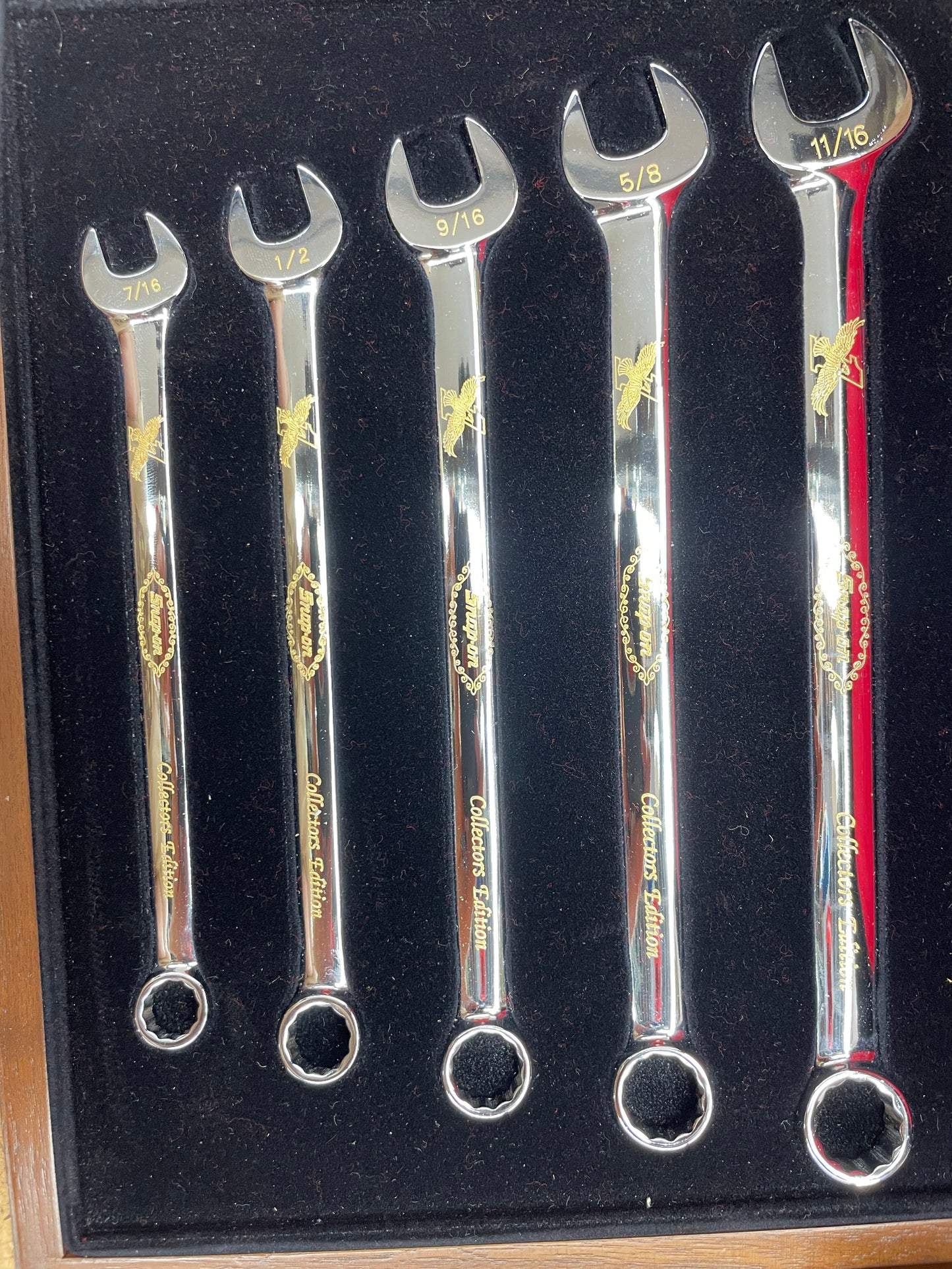 Snap On Collector Wrench Series 24K Gold Engraved SAE Combo Wrench Set 5pc USA