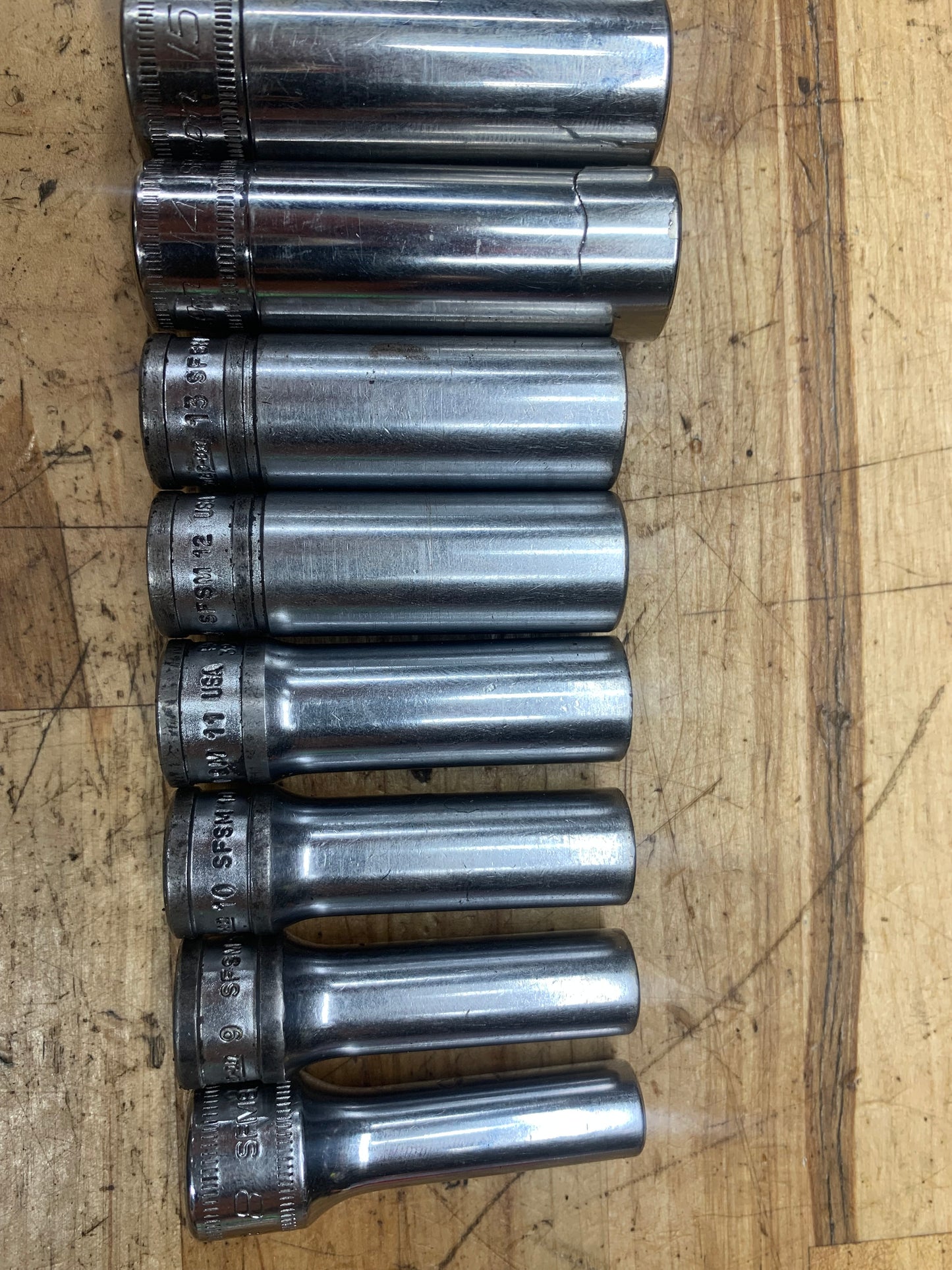 Snap On 3/8” Metric 12pc Deep Socket Set USA 212SFSMY