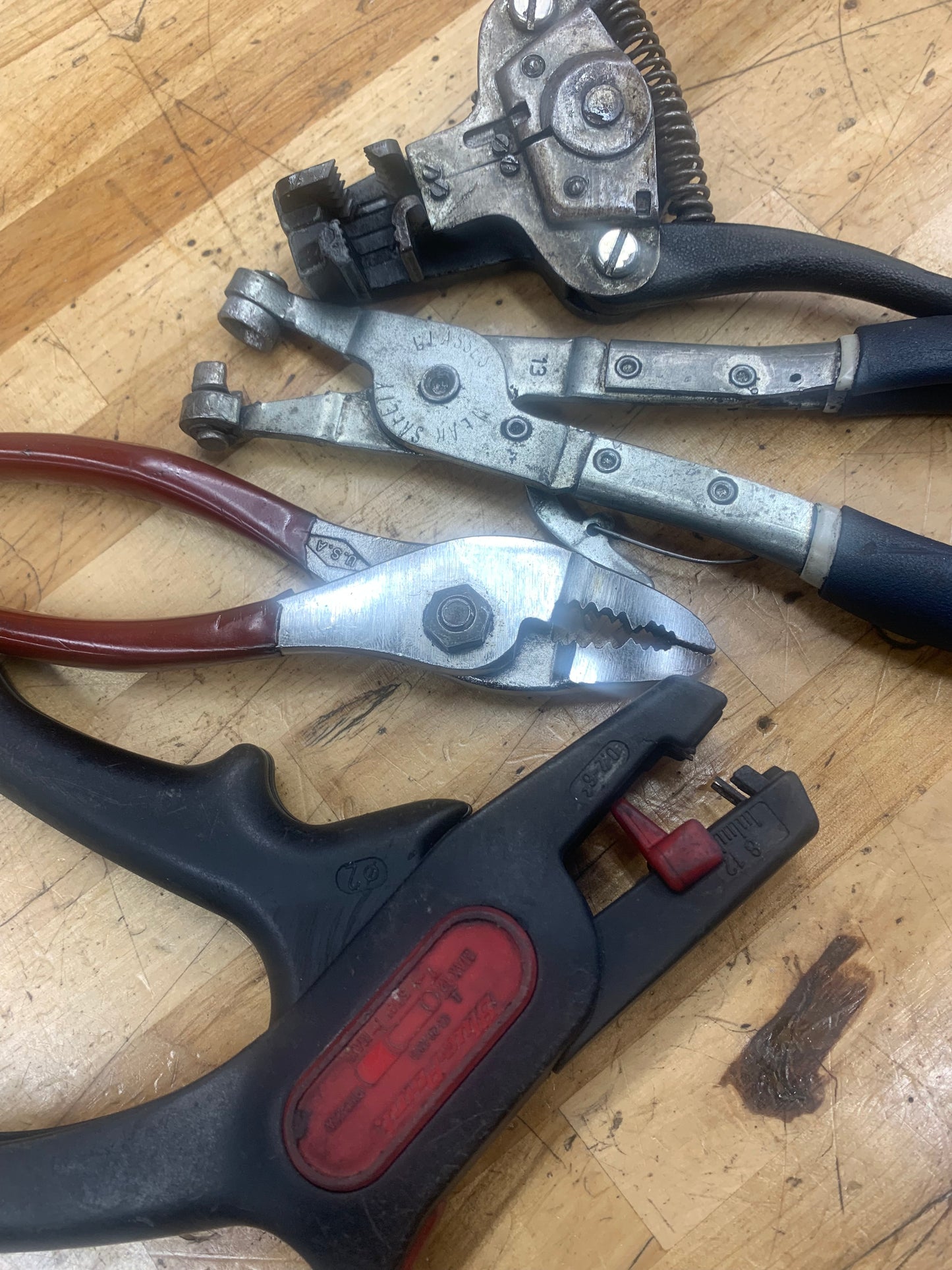 Blue Point Pliers Bundle: Wire Strippers, Bent Slip Joint, Hose Clamp Plier