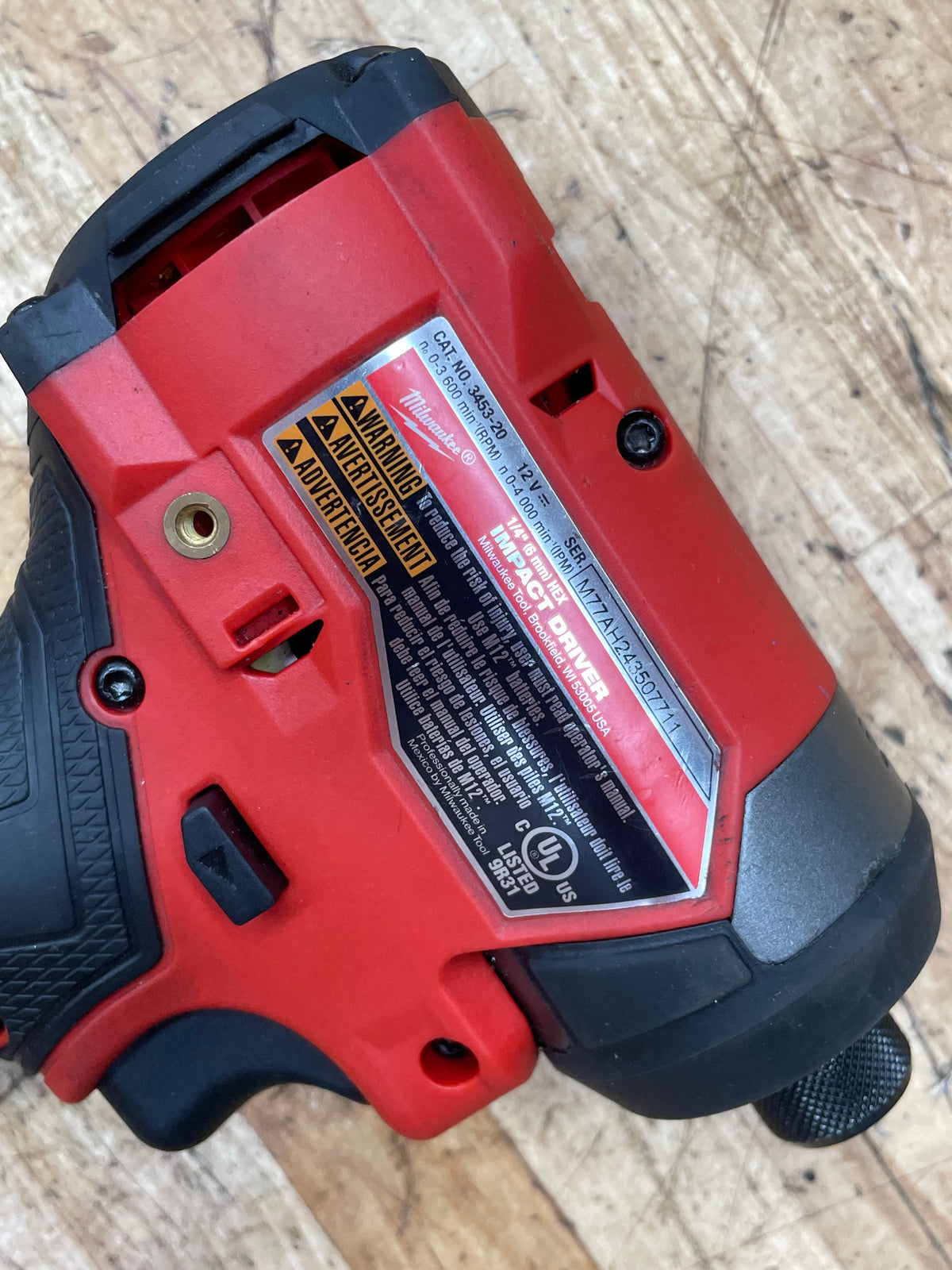 Milwaukee M12 Impact Driver 1/4” Internal Hex 3453-20