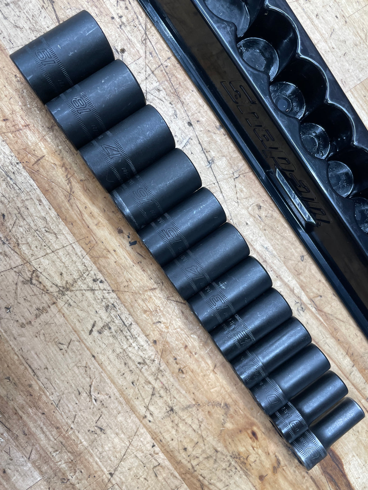 Snap On 3/8” Metric Semi Deep Impact Socket Set 12pc 8-19mm USA 212IMFMSYA
