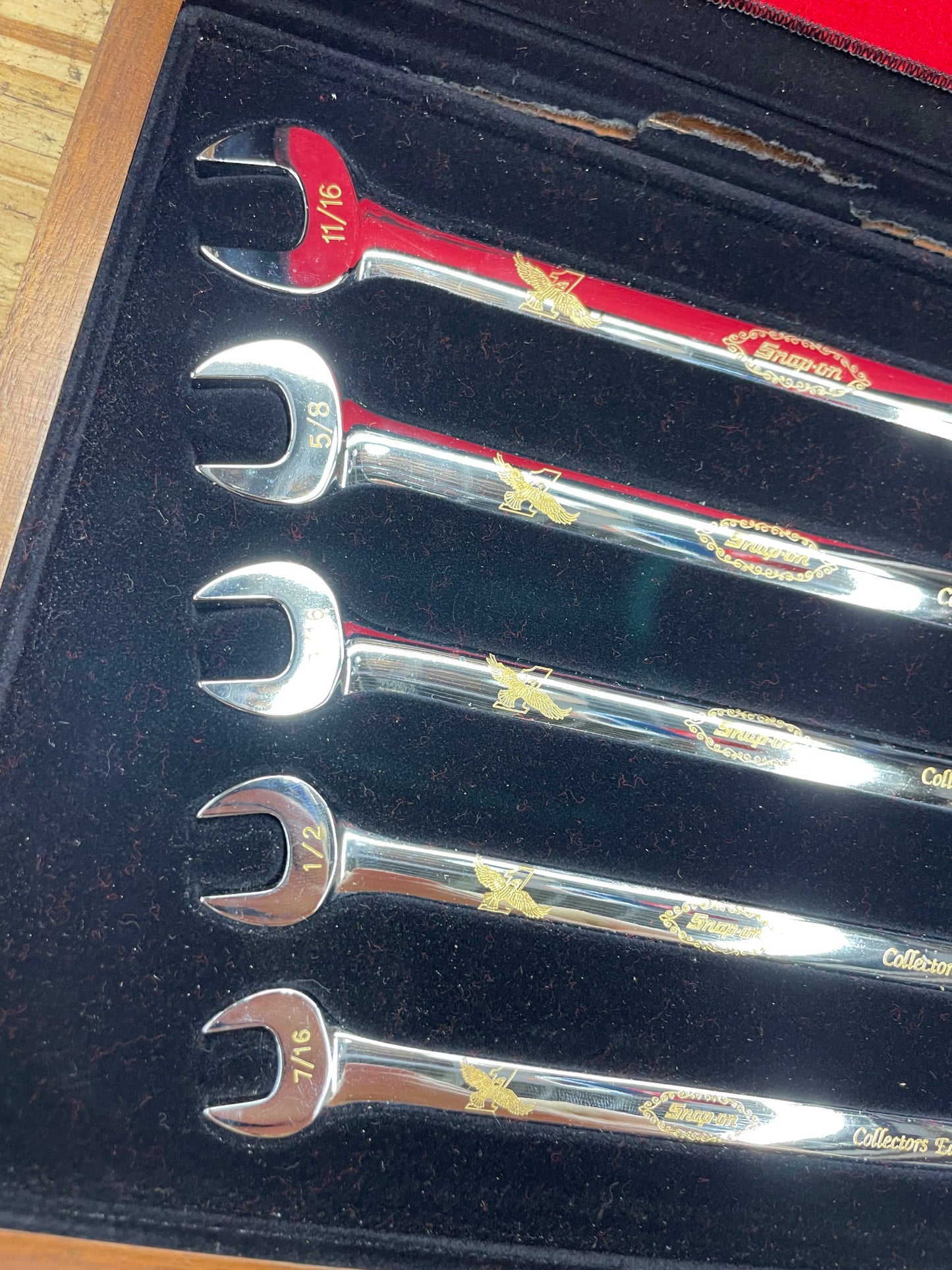 Snap On Collector Wrench Series 24K Gold Engraved SAE Combo Wrench Set 5pc USA
