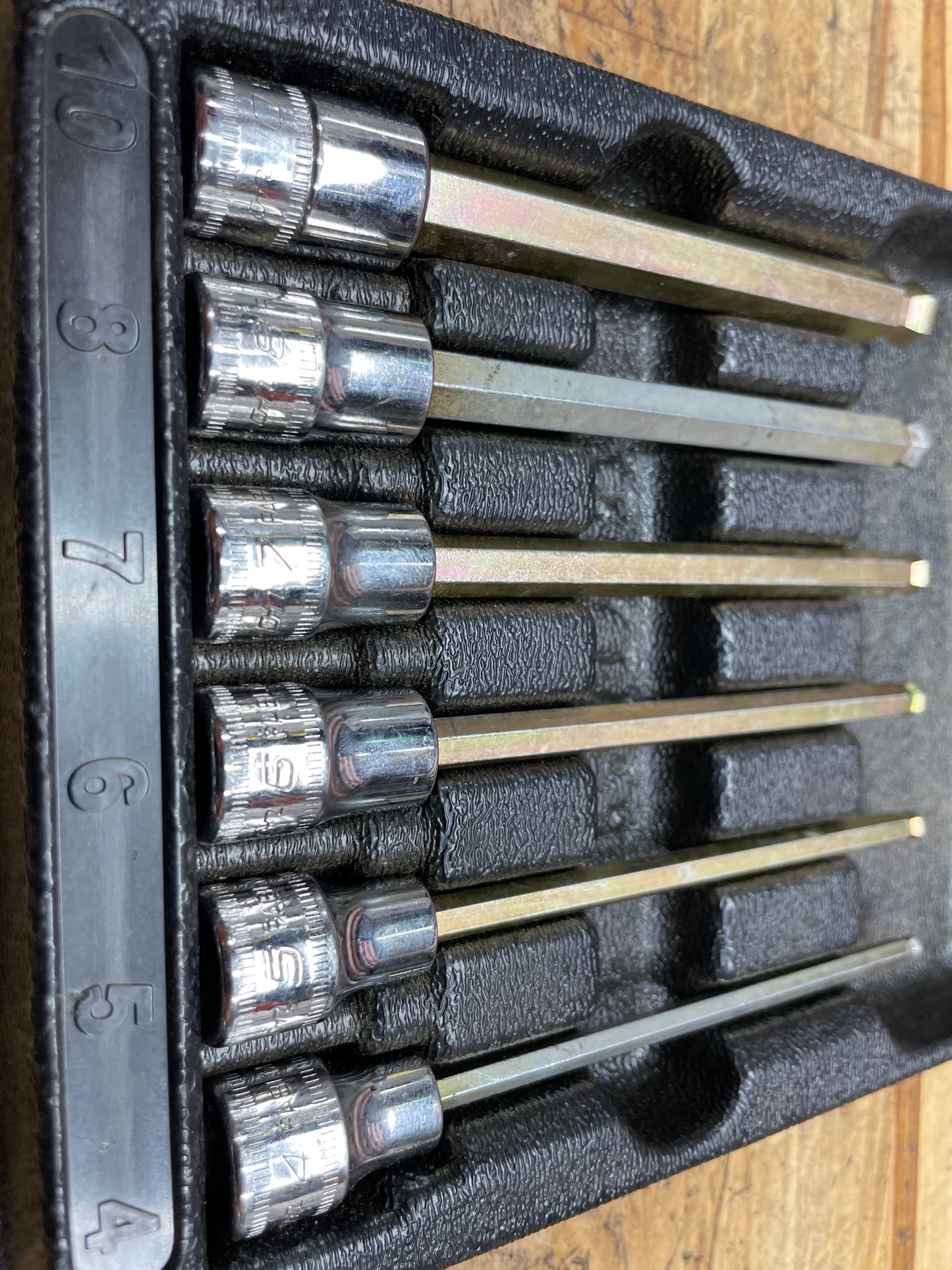 Snap On 3/8" Metric Ball End Hex Socket Tray 6pc Set USA 206EFABLM