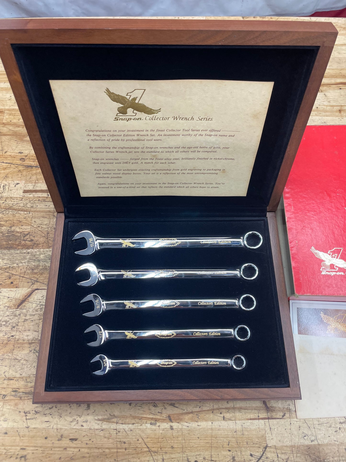 Snap On Collector Wrench Series 24K Gold Engraved SAE Combo Wrench Set 5pc USA